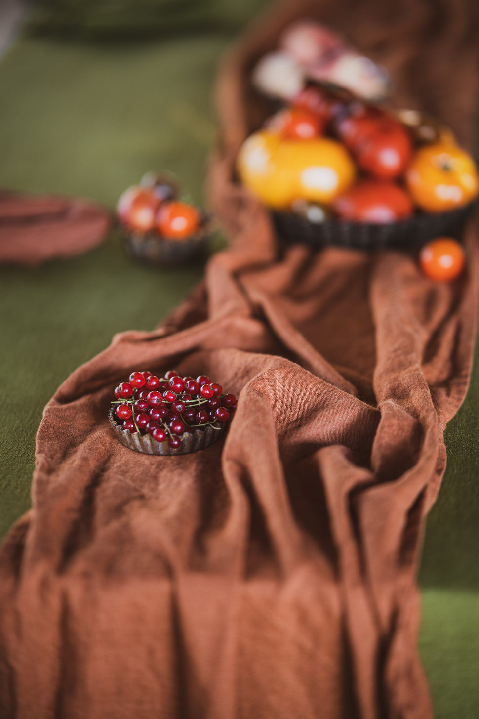 Natural Stonewashed Green moss Linen Tablecloth Epic Linen