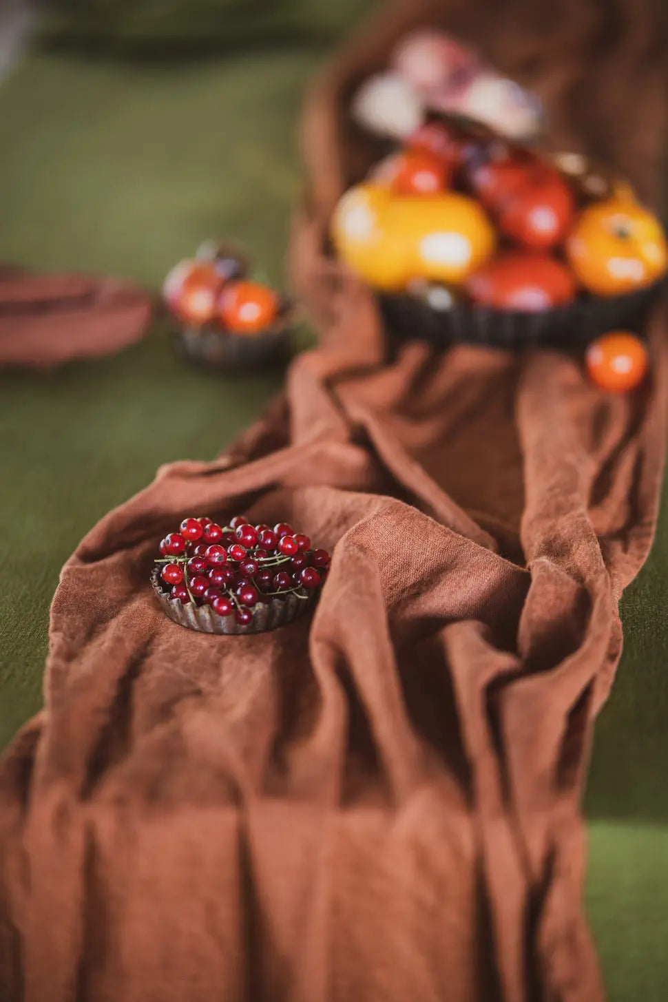 Natural Stonewashed Green moss Linen Tablecloth Epic Linen