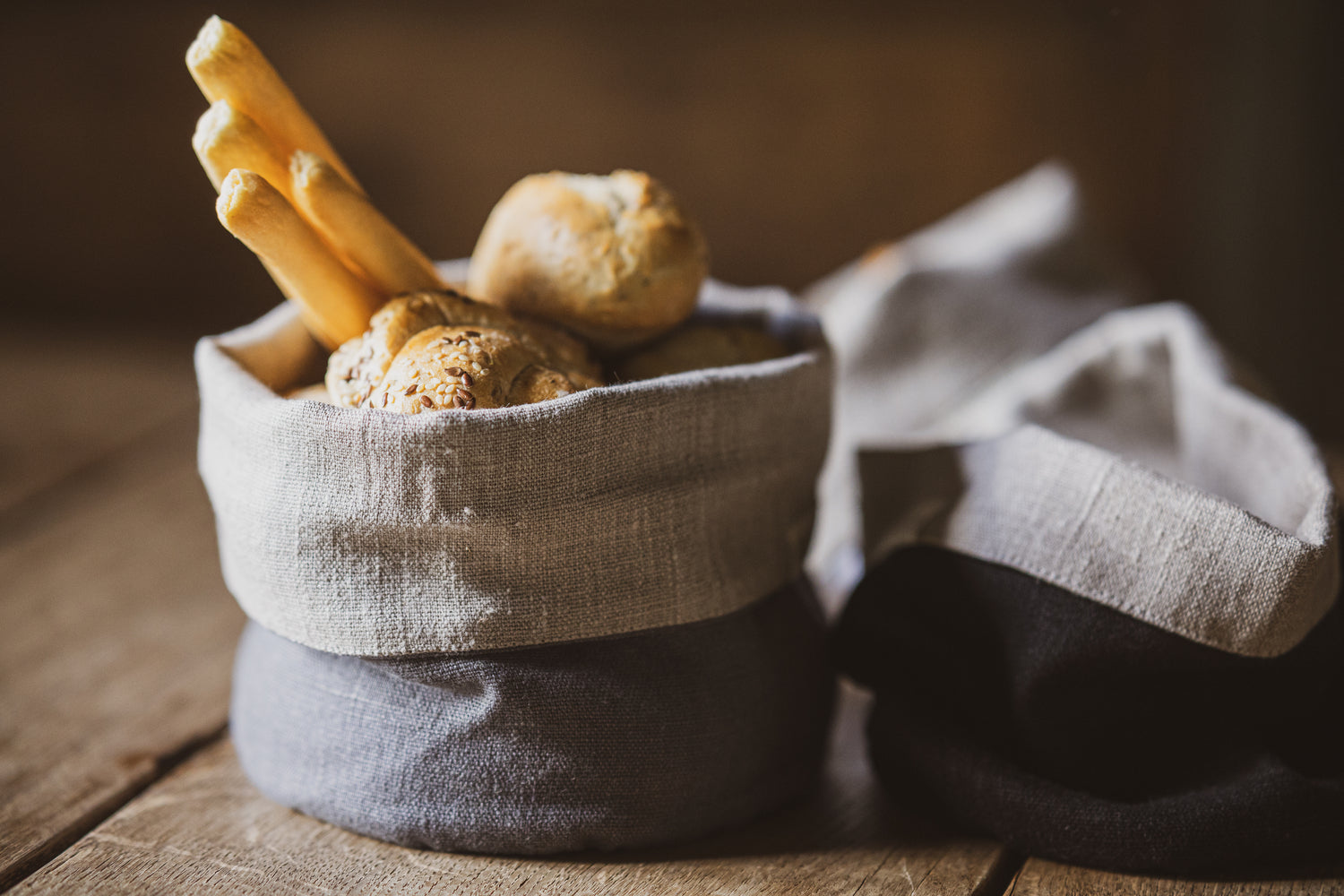 Heavy Linen Kitchen Storage Basket Epic Linen