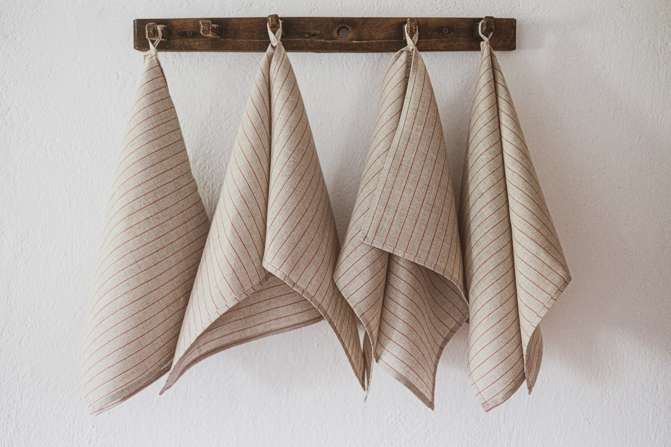 100 % Pure Linen Kitchen Tea Towels Set of 4 In 4 different Natural-Red patterns Epic Linen