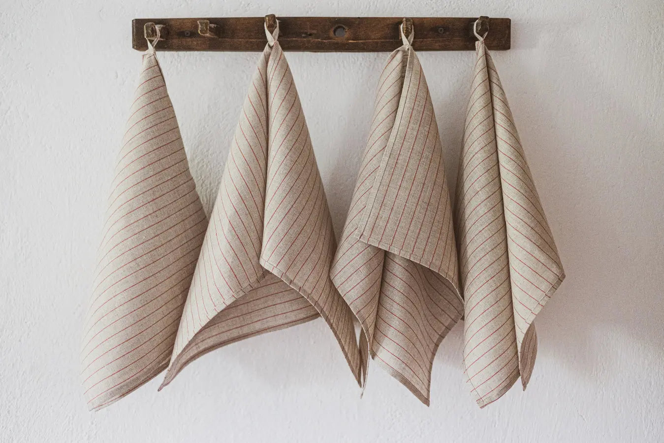 100 % Pure Linen Kitchen Tea Towels Set of 4 In 4 different Natural-Red patterns Epic Linen