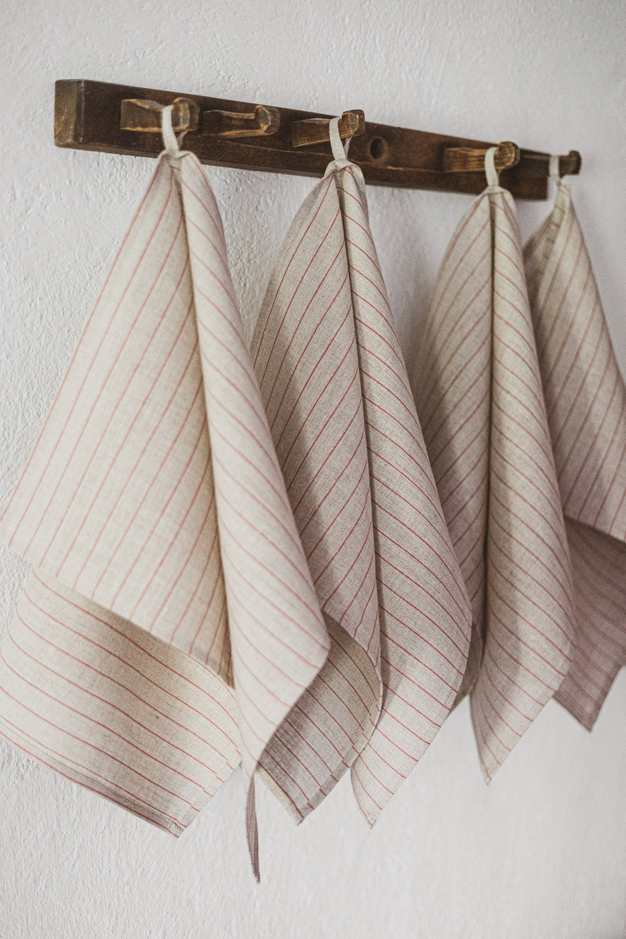 100% Pure Linen Kitchen Tea Towels In Red Stripes x 2 Epic Linen