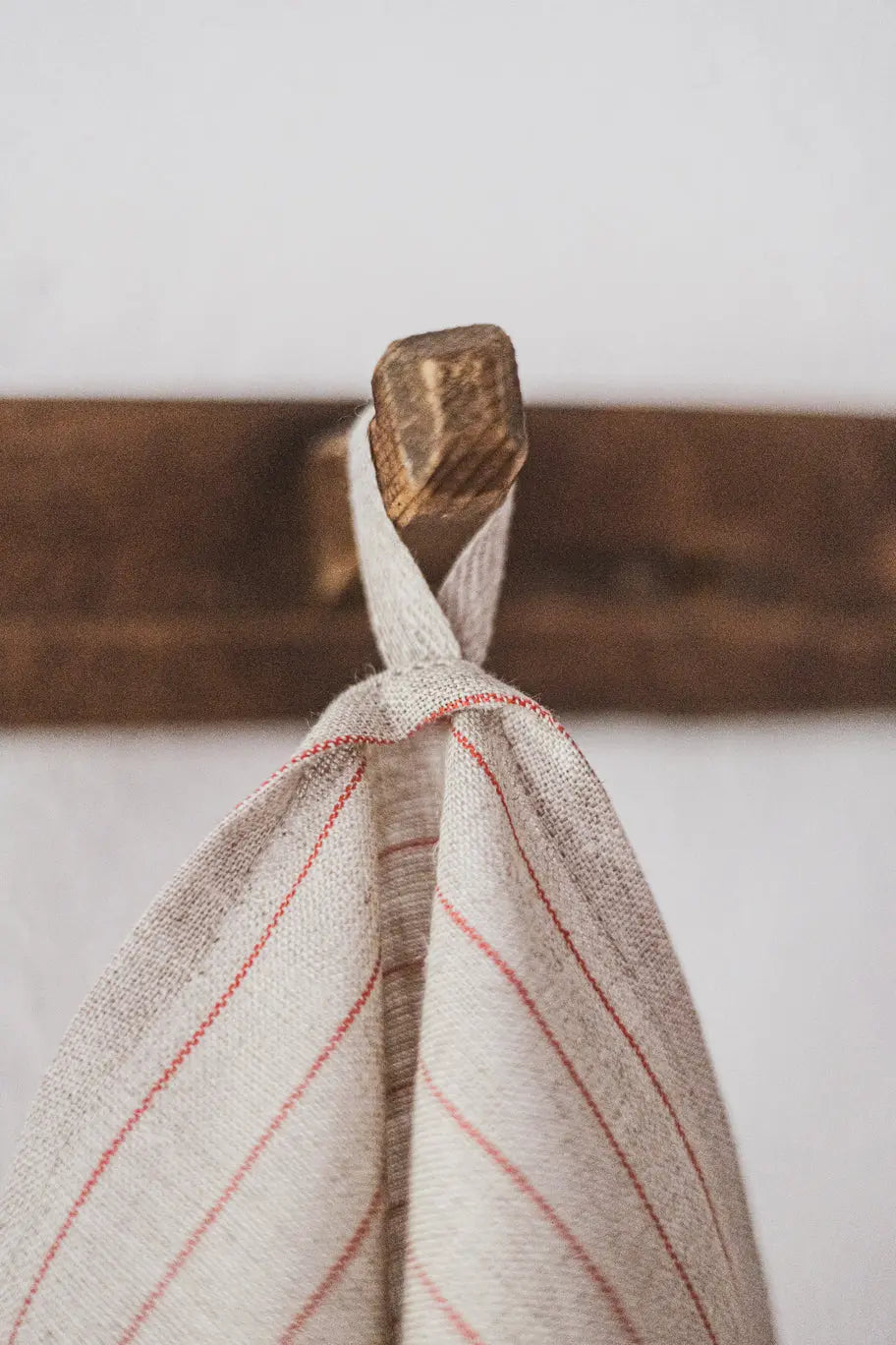 100 % Pure Linen Kitchen Tea Towels Set of 2 In Natural Red Stripes Epic Linen