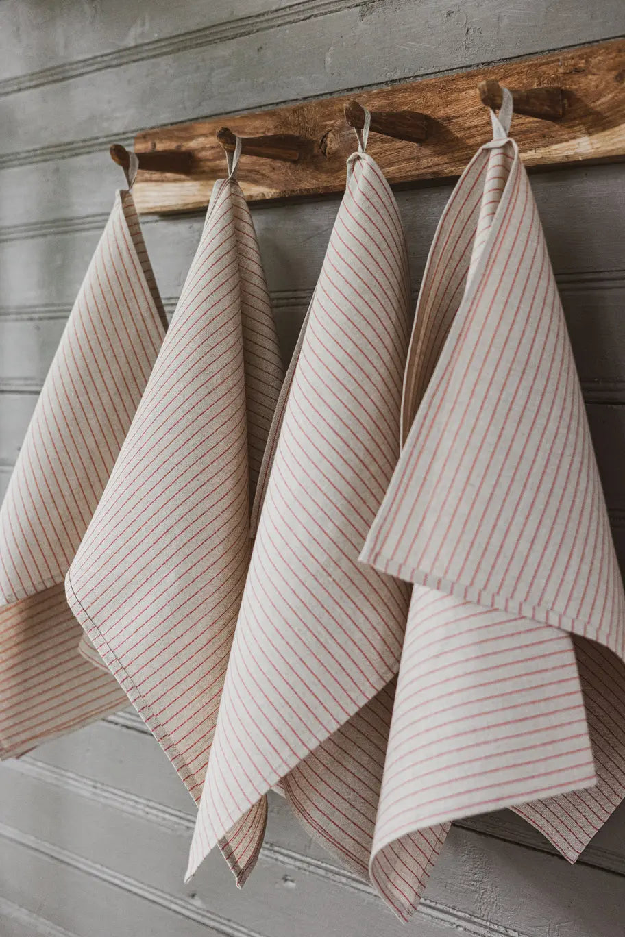 100 % Pure Linen Kitchen Tea Towels Set of 4 In 4 different Natural-Red patterns Epic Linen