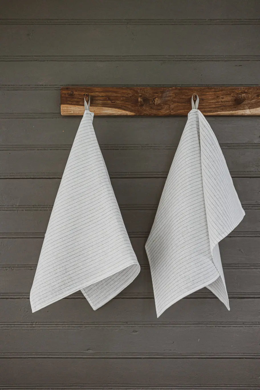 100 % Pure Linen Kitchen Tea Towels Set of 2 In White Stripes Natural Epic Linen