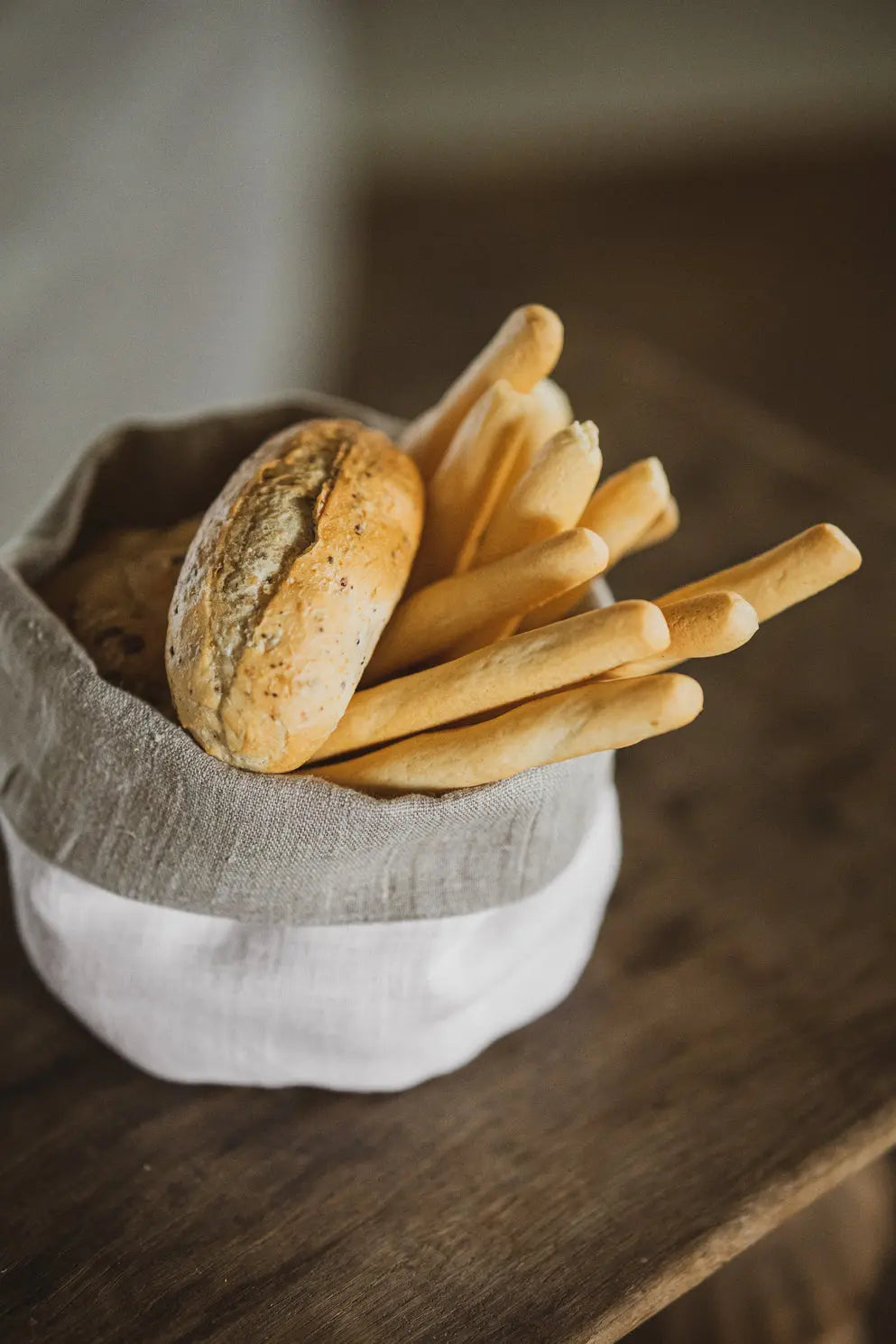 Heavy Linen Kitchen Storage Basket: Mustard Natural Epic Linen