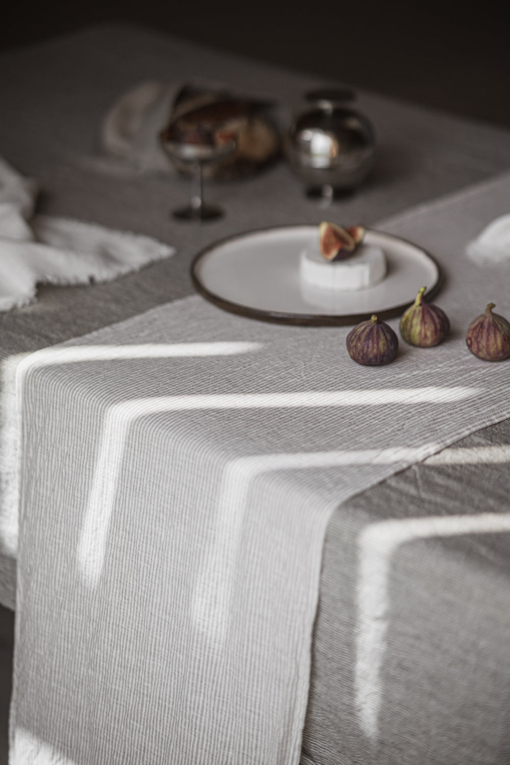 Pure Linen Table Runner in Pattern with Pleats Epic Linen