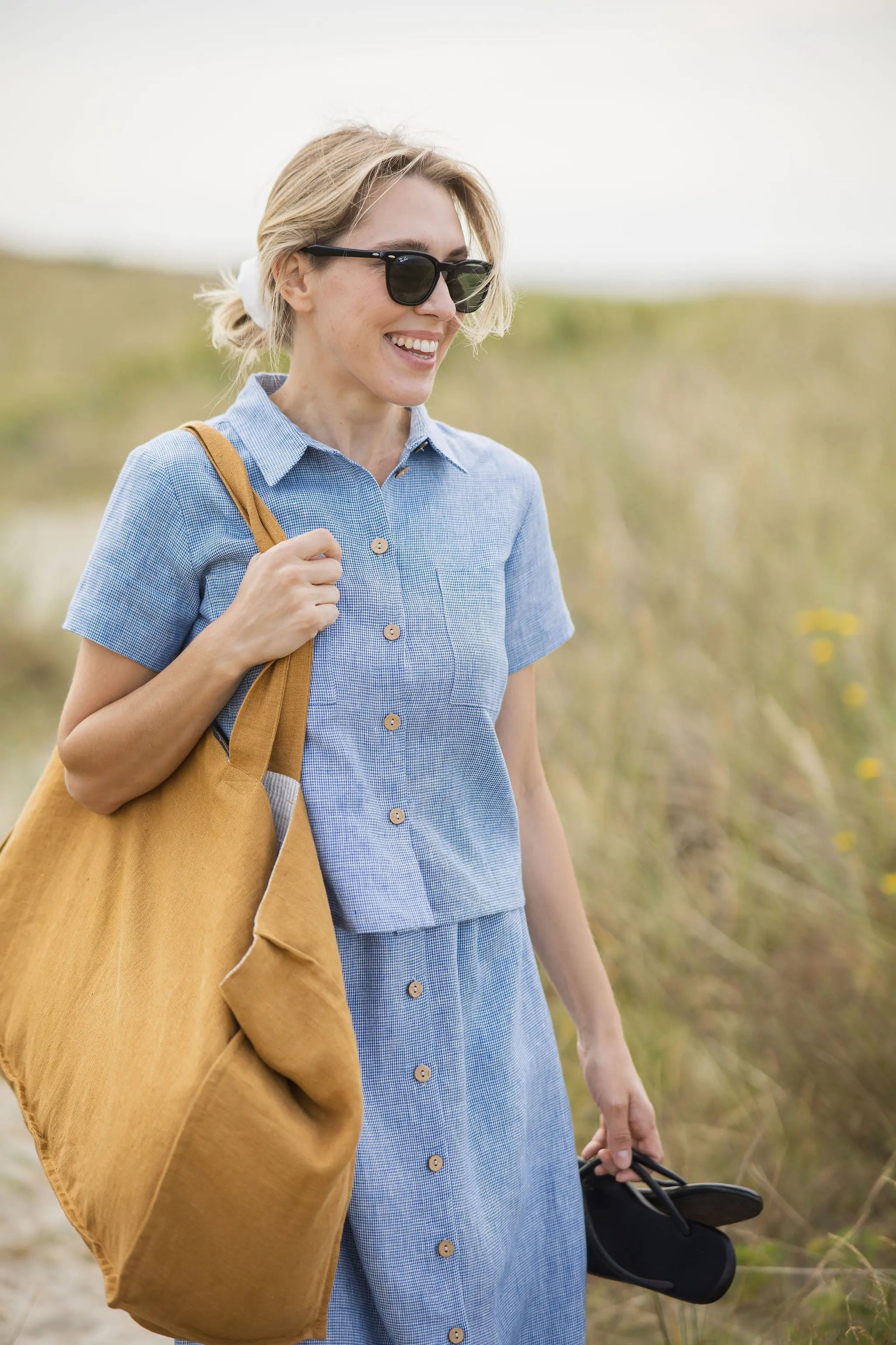 Linen Skirt With Buttons