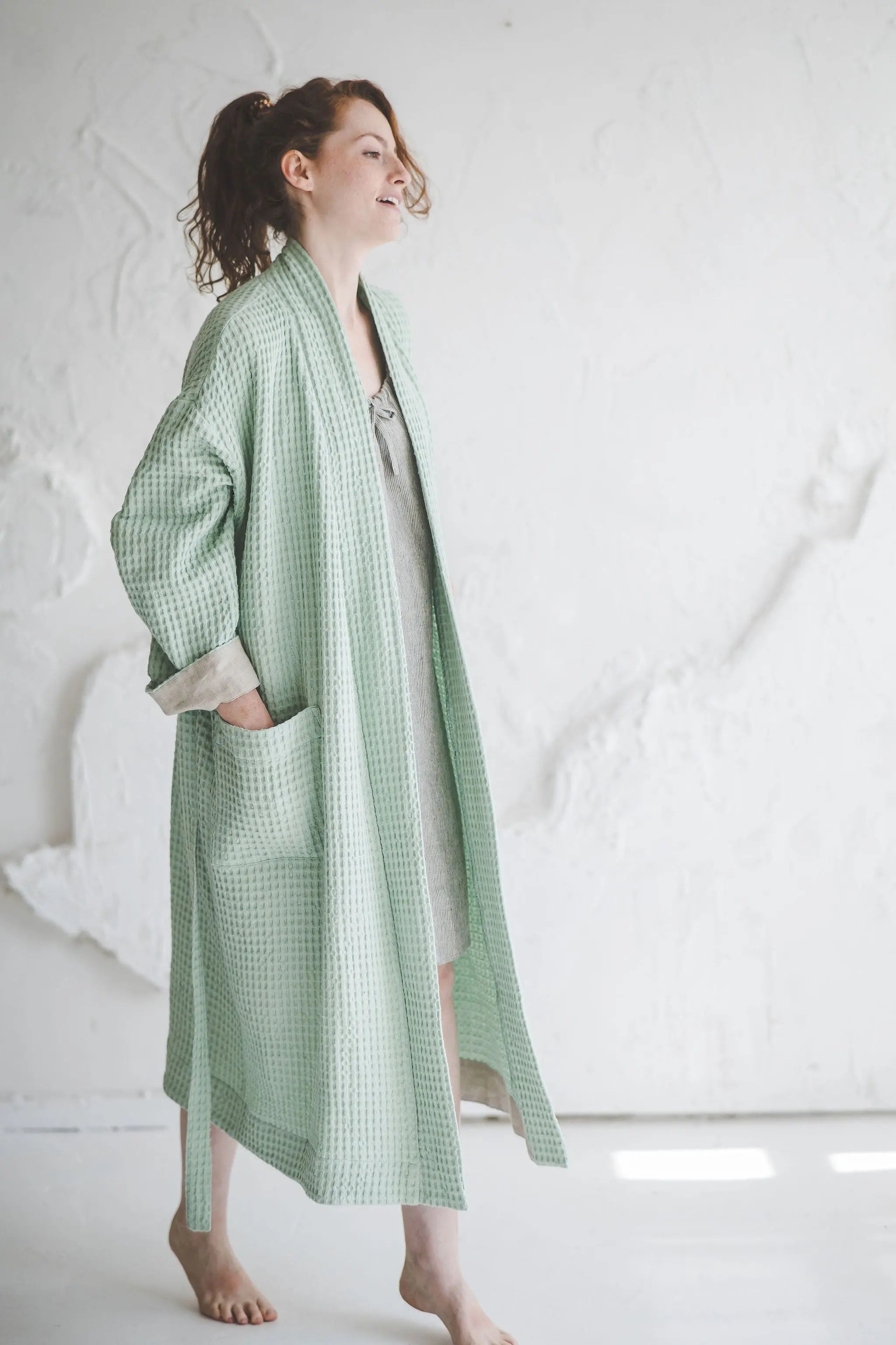 Soft Linen Waffle Bathrobe Epic Linen
