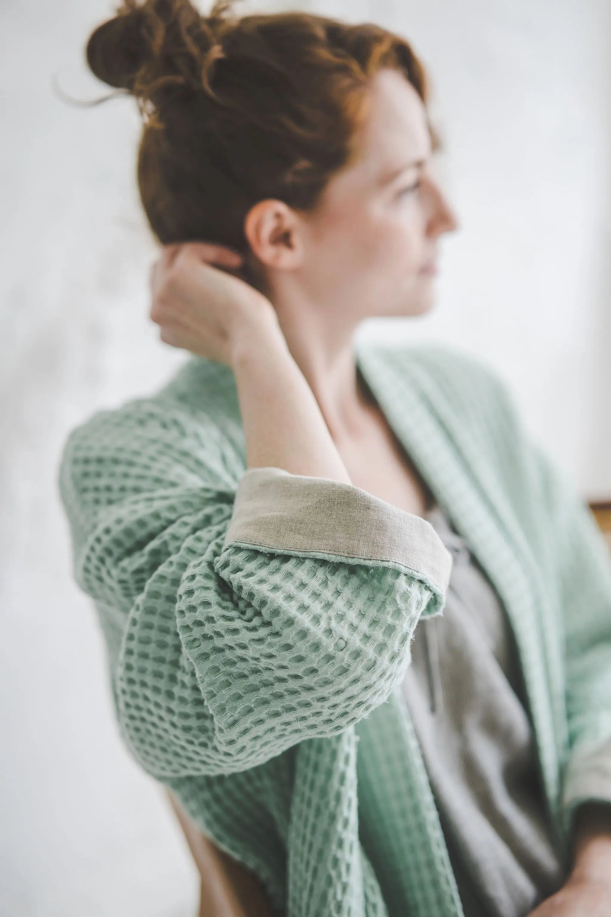 Soft Linen Waffle Bathrobe Epic Linen