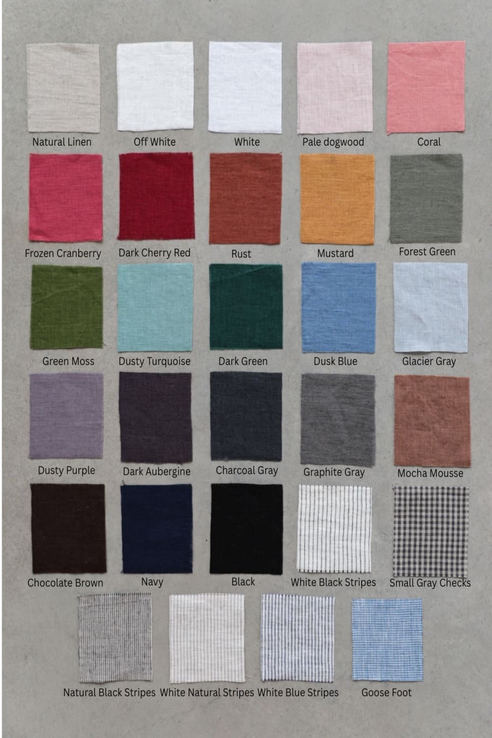 Color swatches of Epic Linen, 29 colors