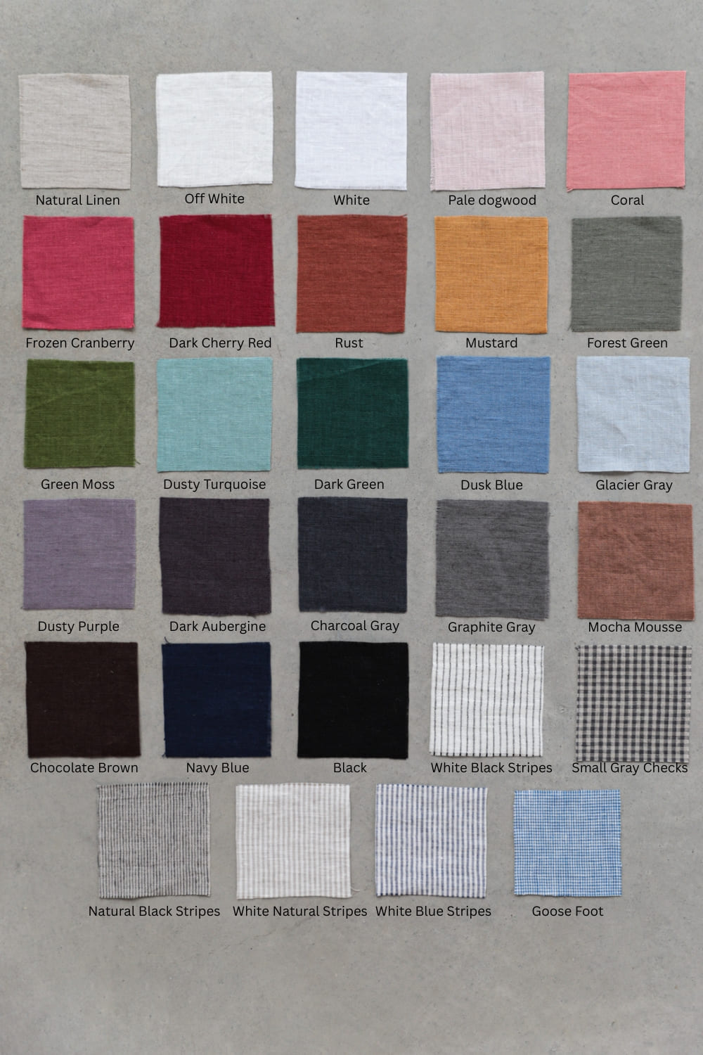 Color swatches of Epic Linen, 29 colors