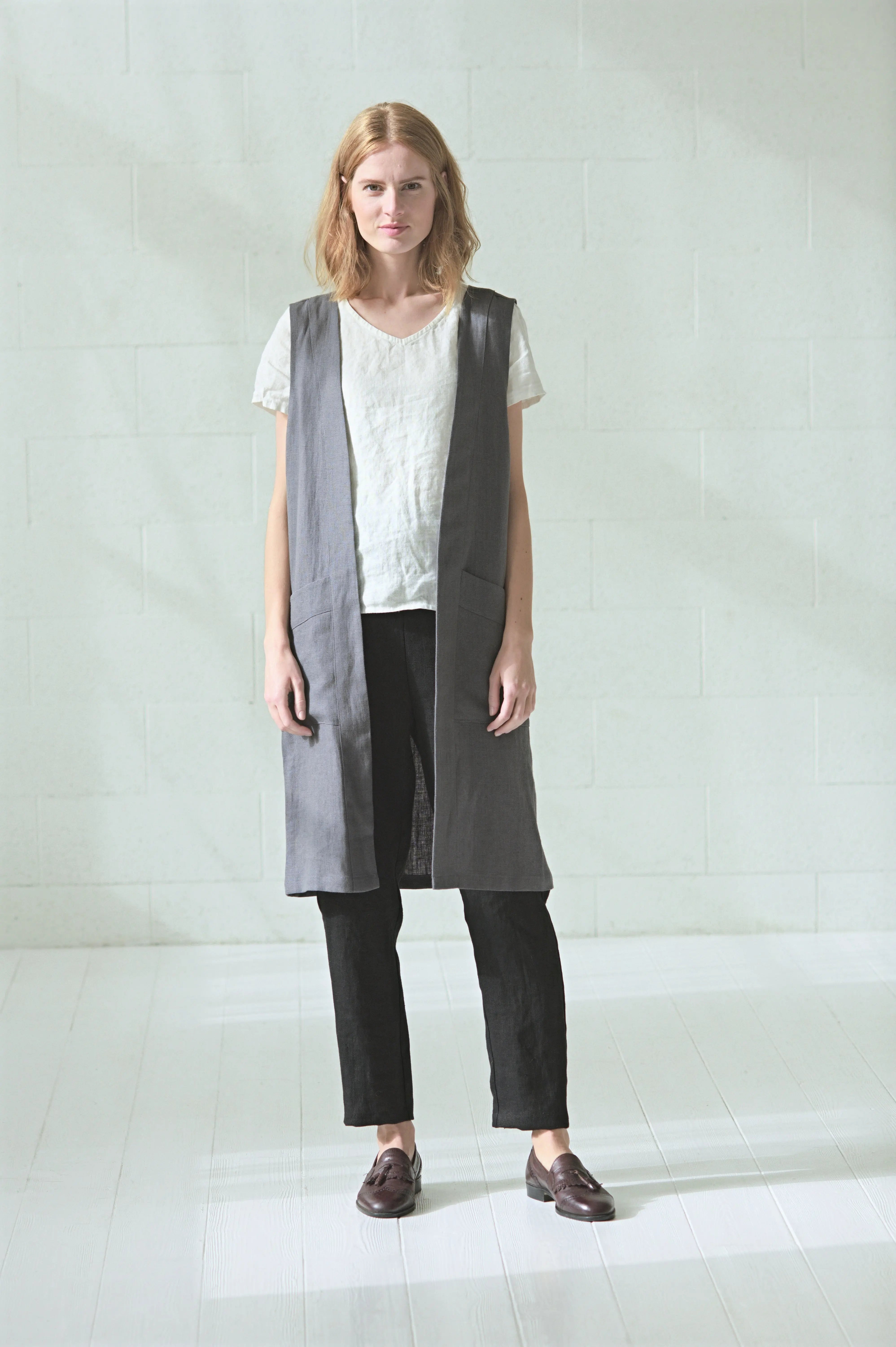 Heavy Linen Cardigan Vest Epic Linen