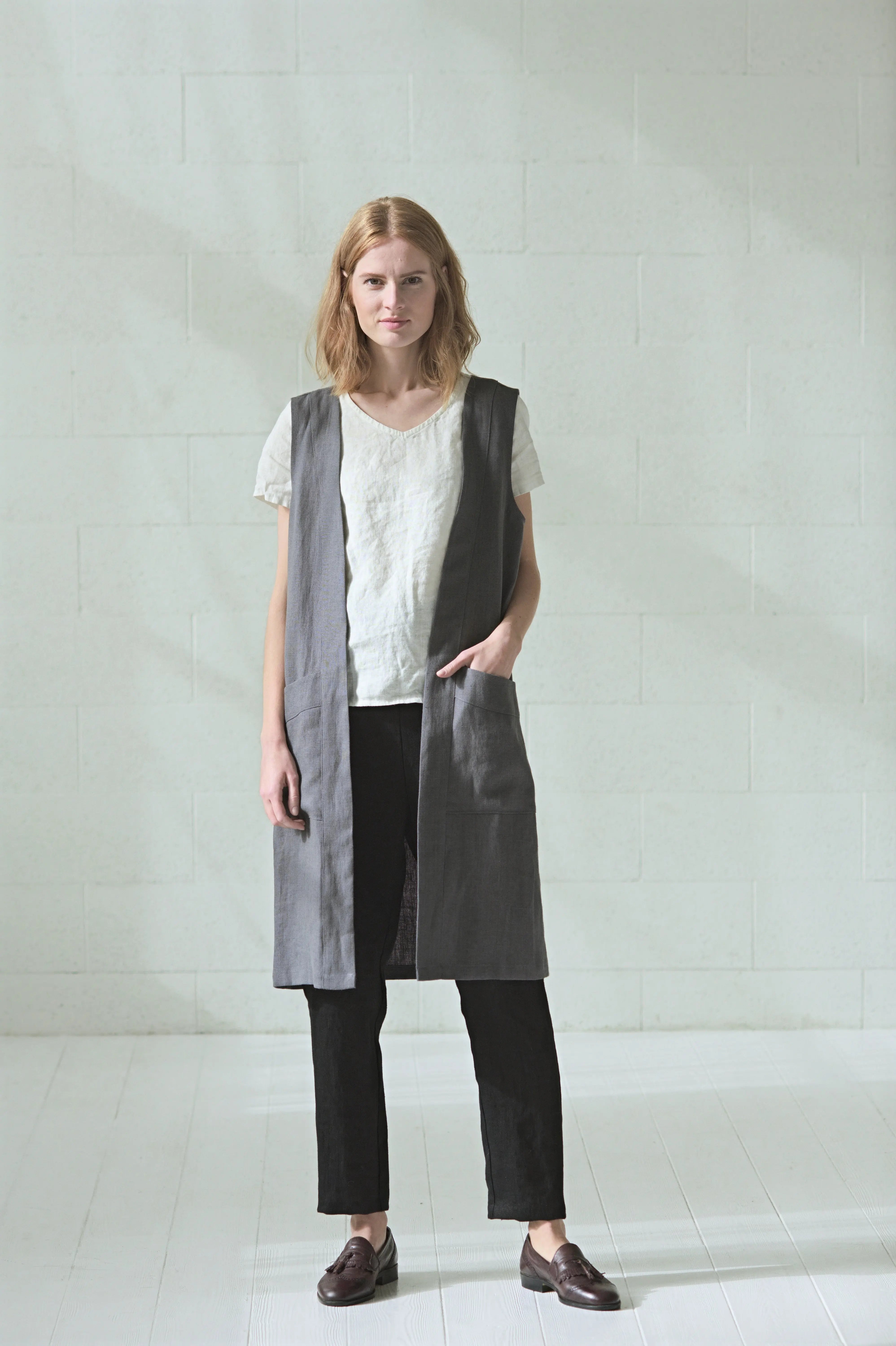 Heavy Linen Cardigan Vest Epic Linen