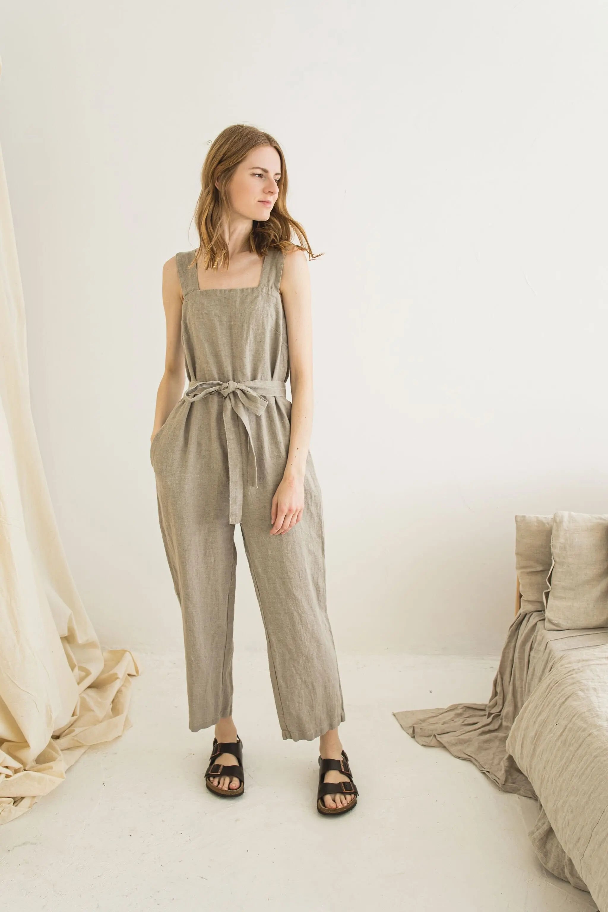 Linen Jumpsuit with Belt Epic Linen