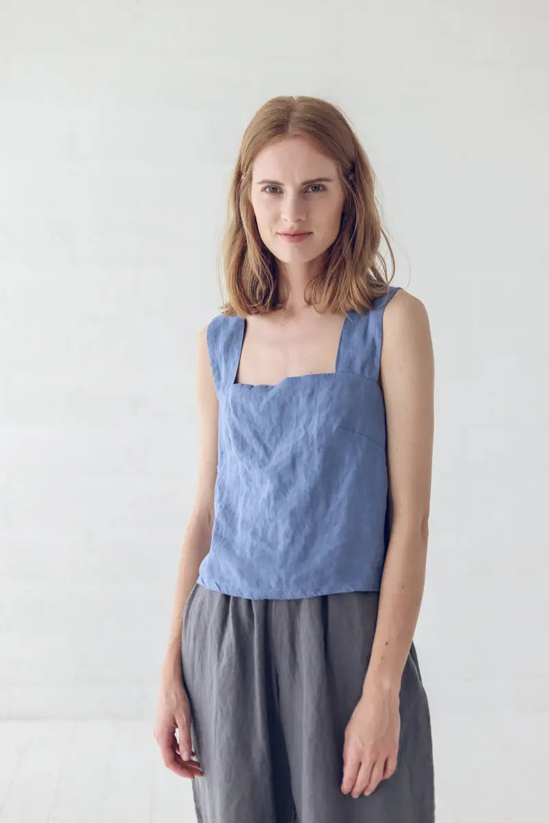 Summer Linen Tank Top with Wide Straps Epic Linen