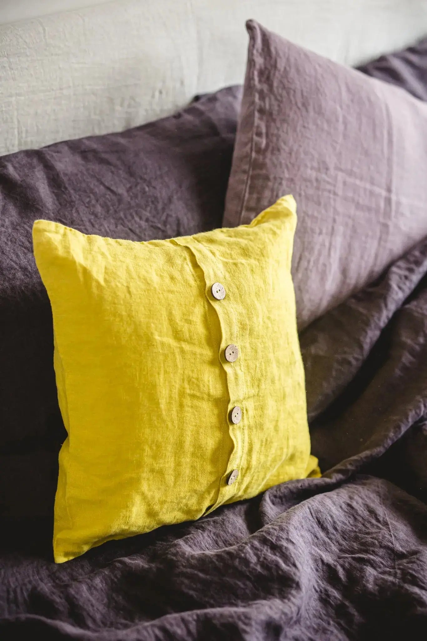 Deco pillow cover with buttons Epic Linen