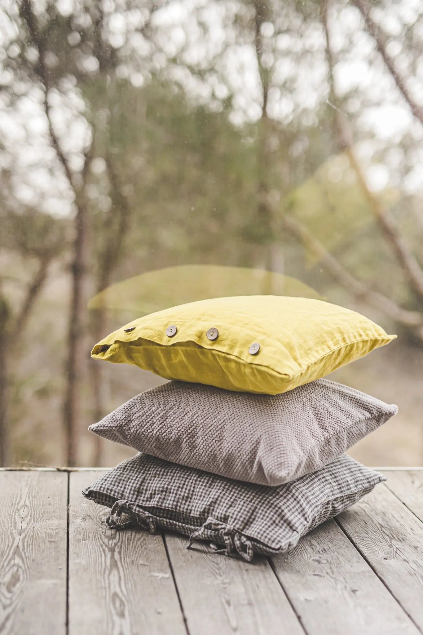 Natural Linen Cushion Cover with Side Buttons Epic Linen