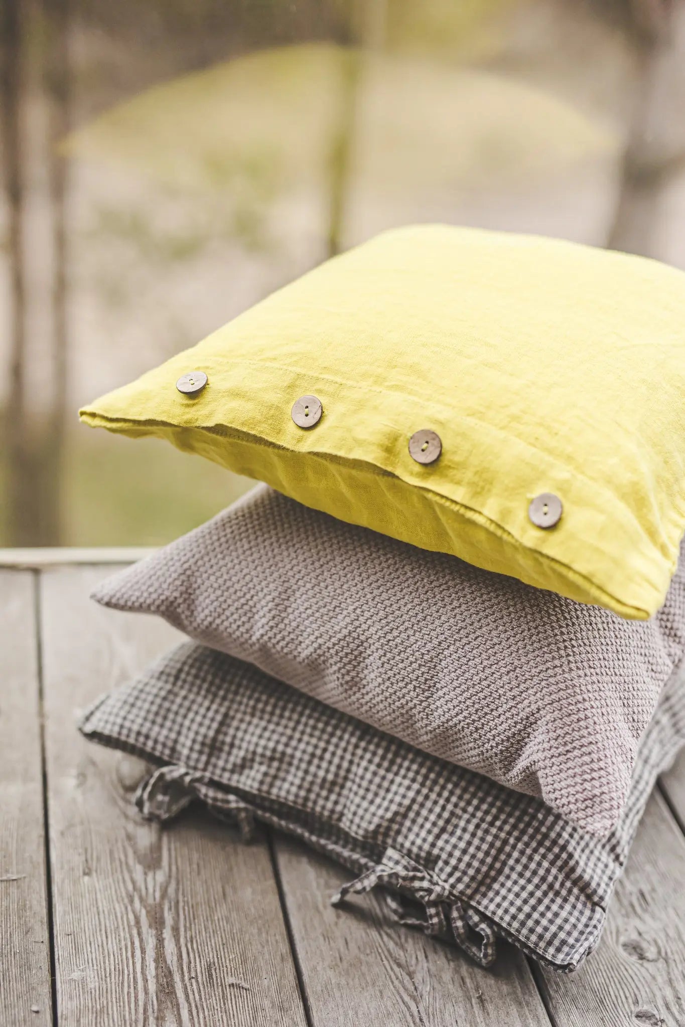 Natural Linen Cushion Cover with Side Buttons Epic Linen