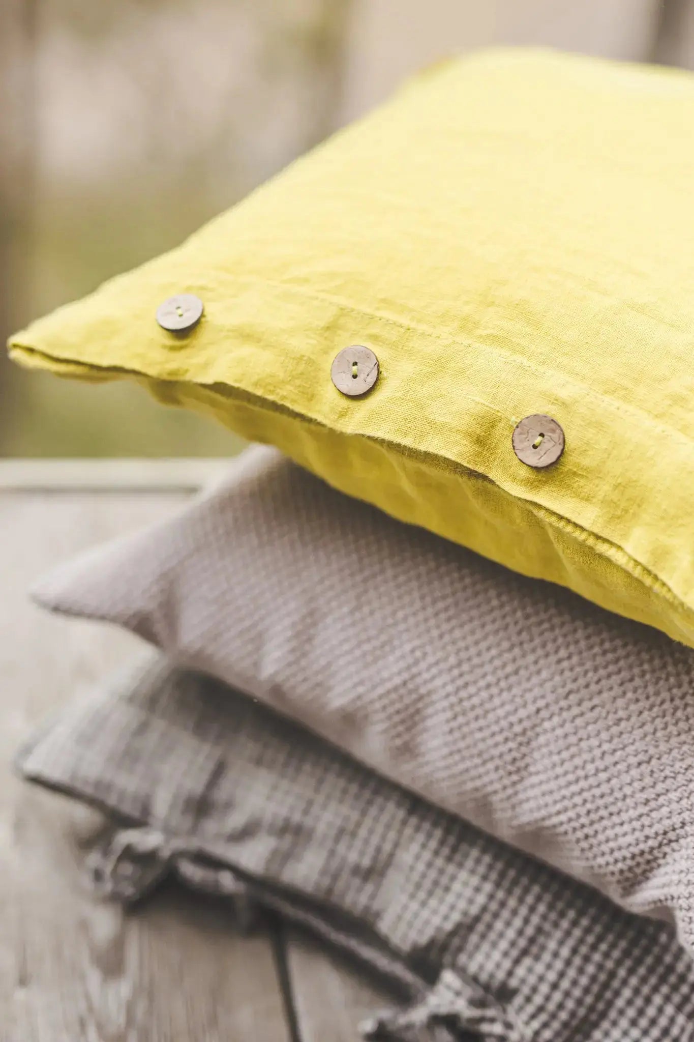 Linen Cushion Cover with Side Buttons Epic Linen
