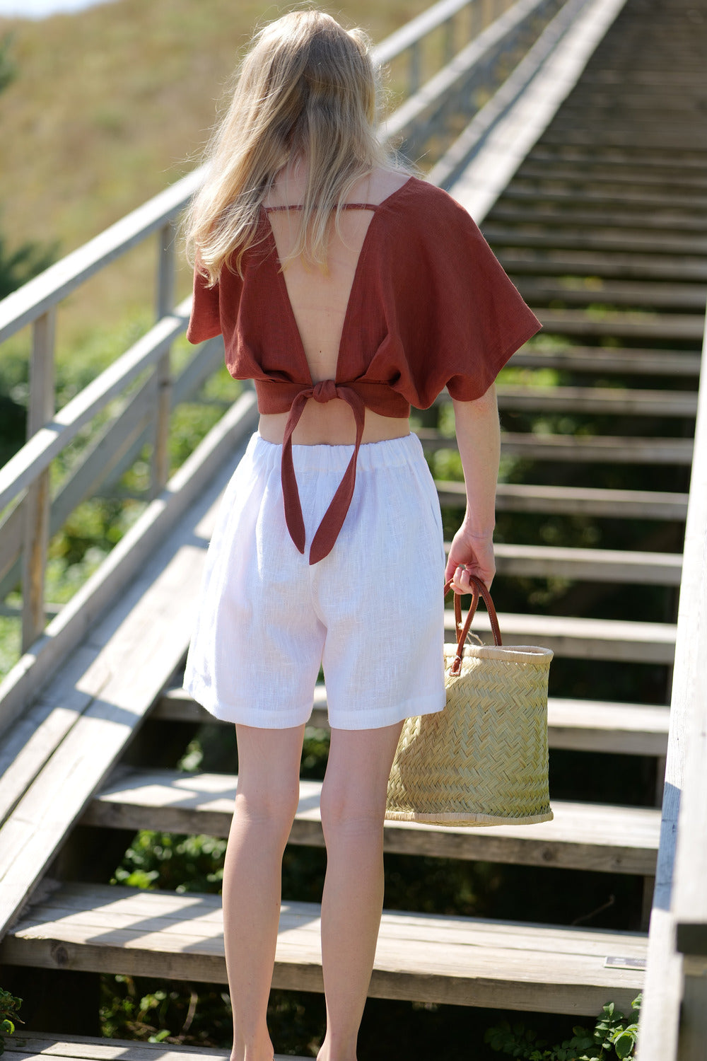 Linen V Neck Summer Crop Top Butterfly Epic Linen