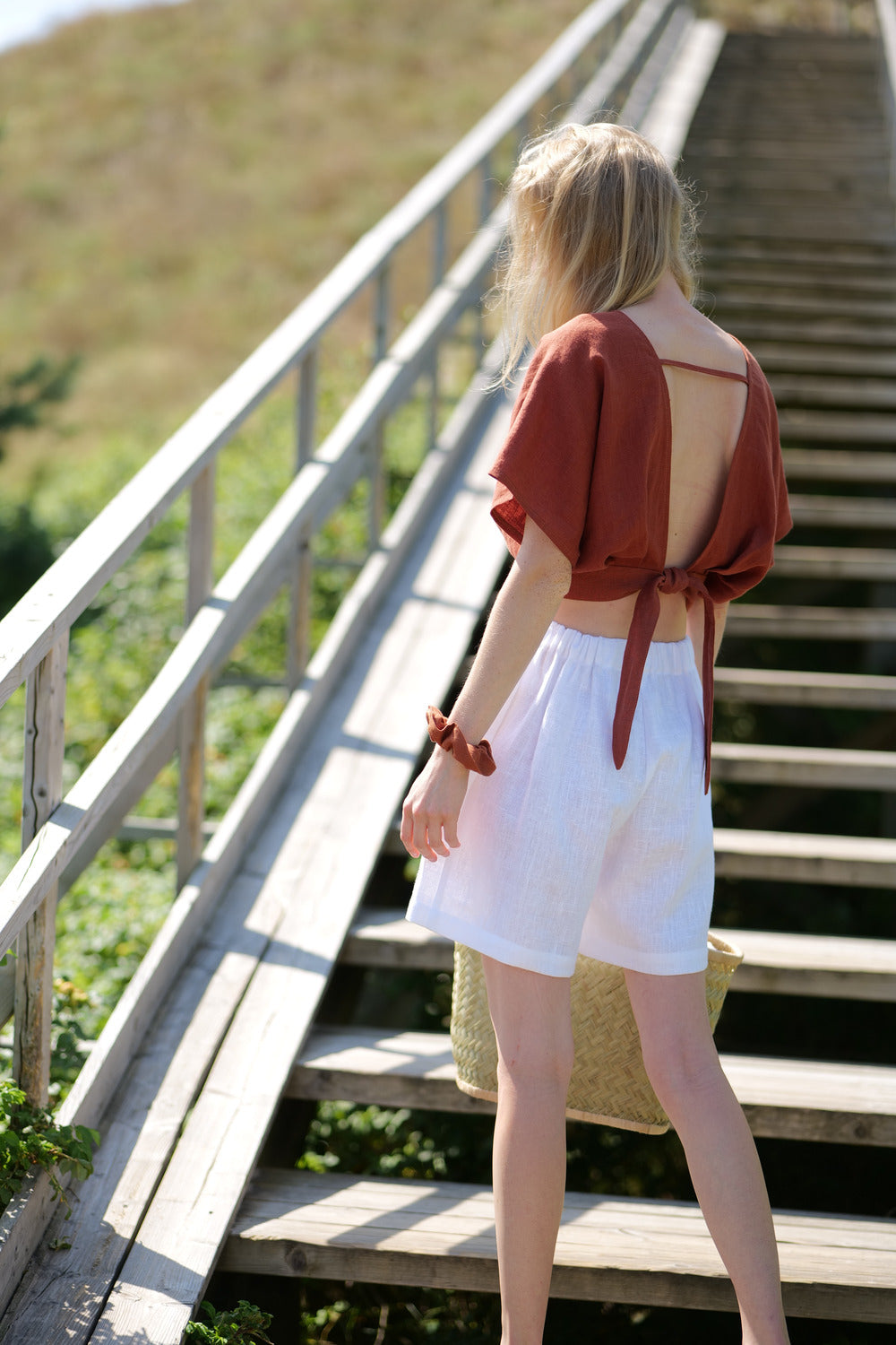 Linen V Neck Summer Crop Top Butterfly Epic Linen