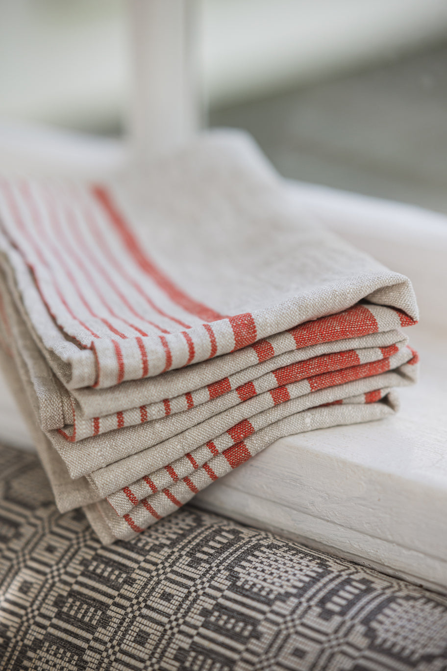 Linen Kitchen Towels – Set of 2 Tea Towels with Red Stripes Epic Linen