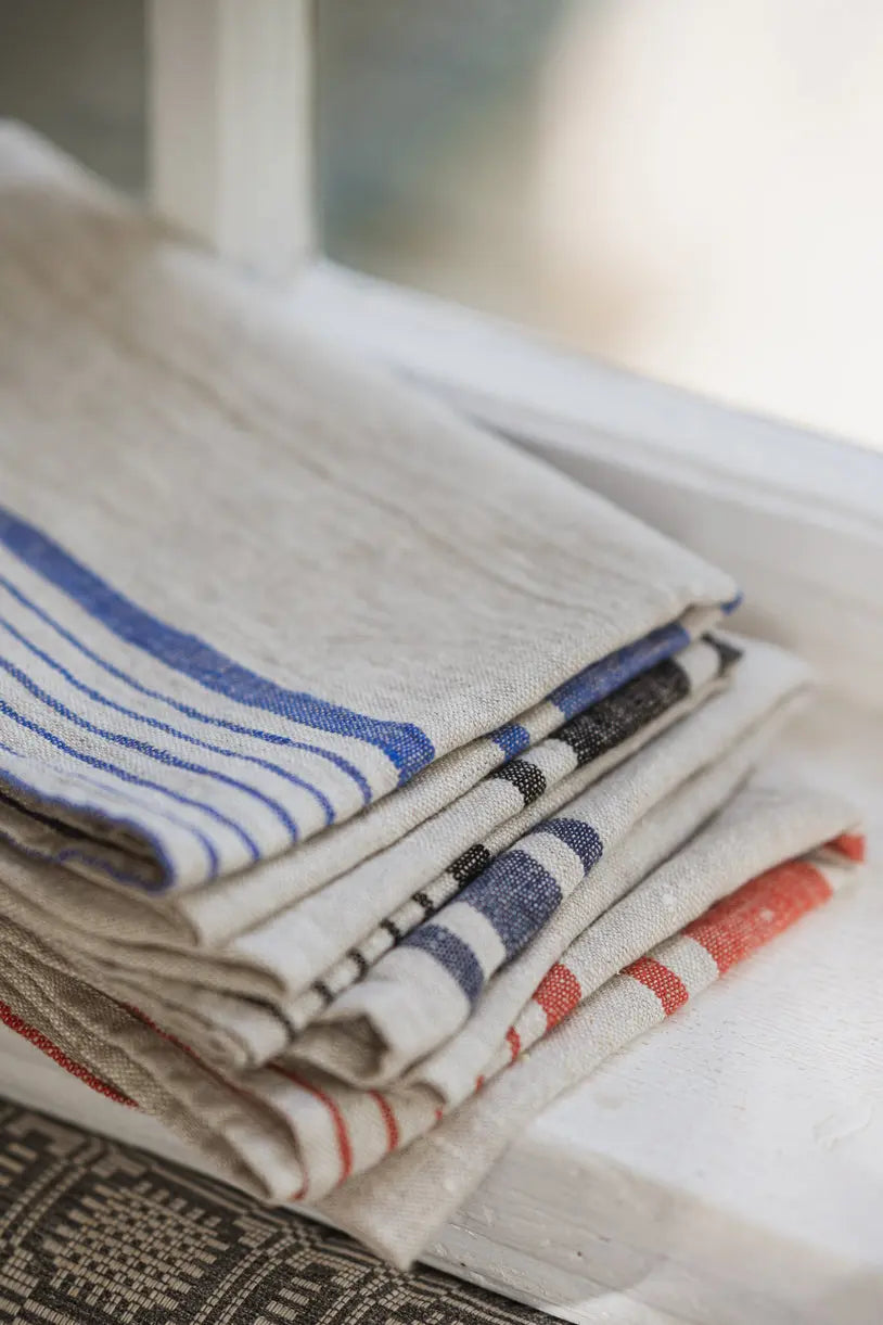 Linen Kitchen Towels – Pack of 4 Tea Towels in Assorted Stripe Colors Epic Linen