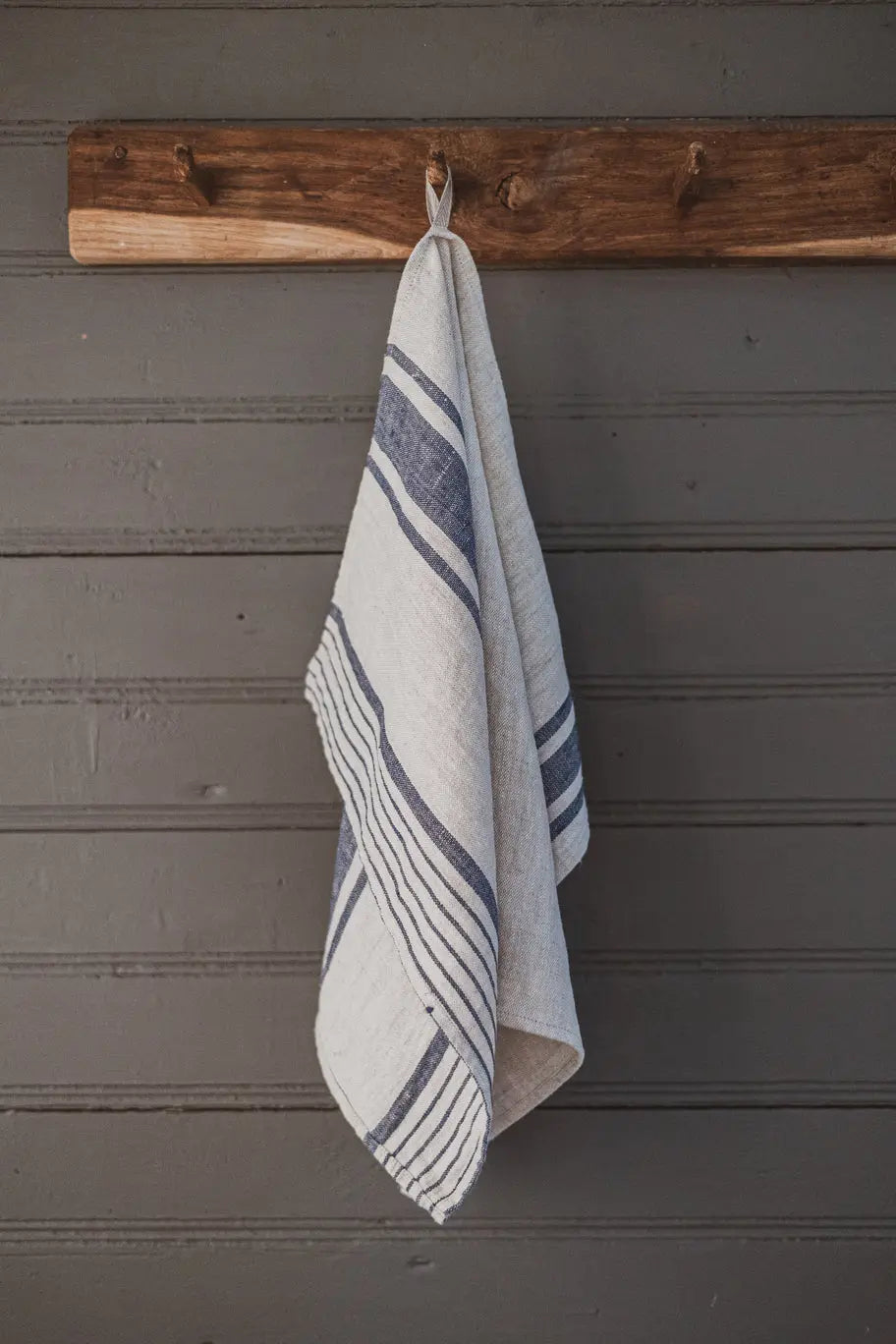 Linen Kitchen Towels – Set of 2 Tea Towels with Dark Light Blue Stripes Epic Linen
