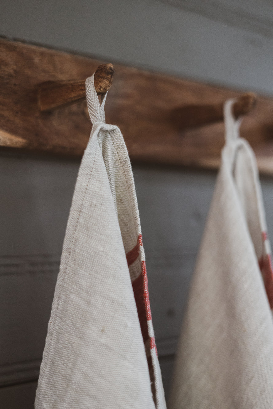 Linen Kitchen Towels – Set of 2 Tea Towels with Red Stripes Epic Linen