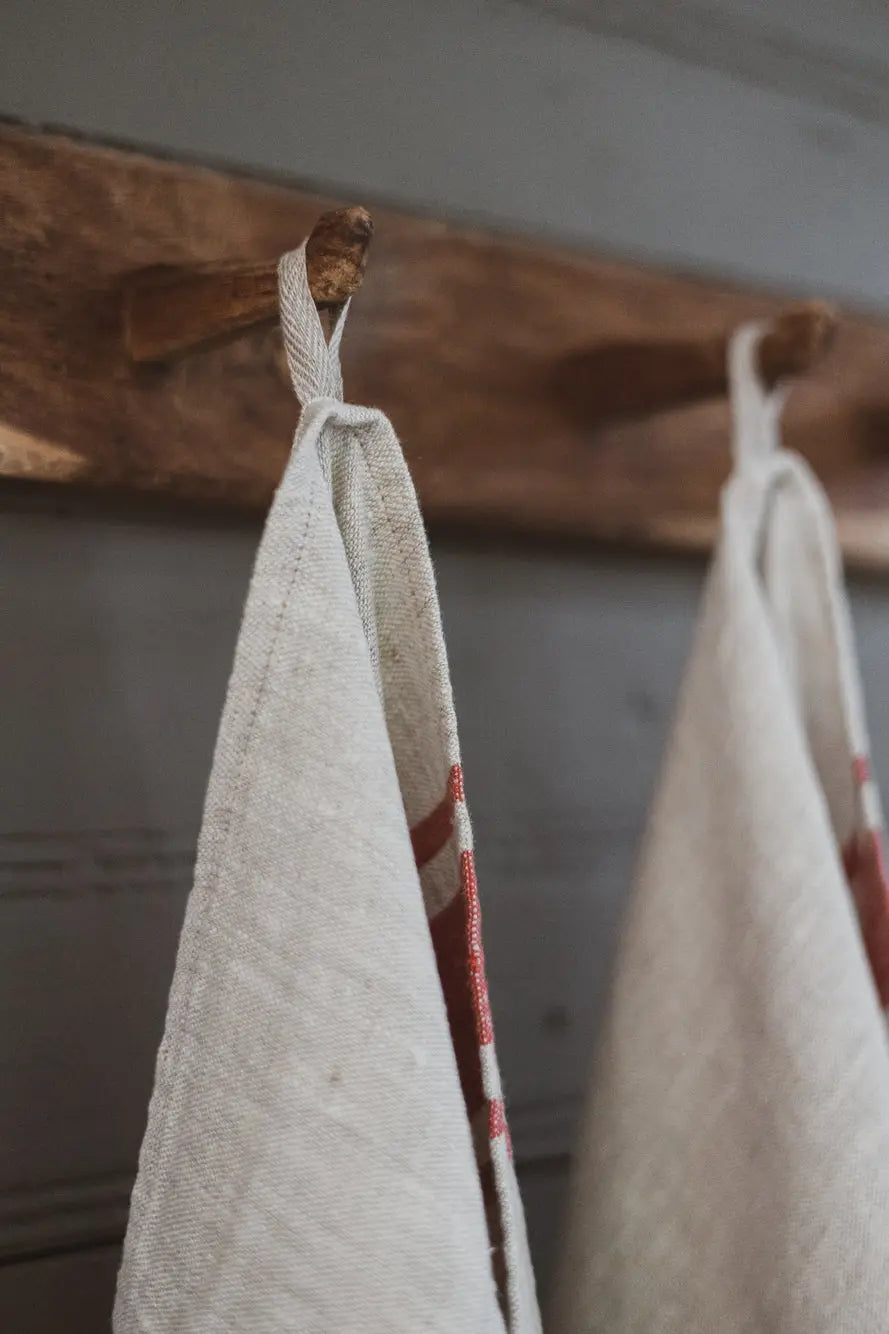 Linen Kitchen Towels – Set of 2 Tea Towels with Red Stripes Epic Linen