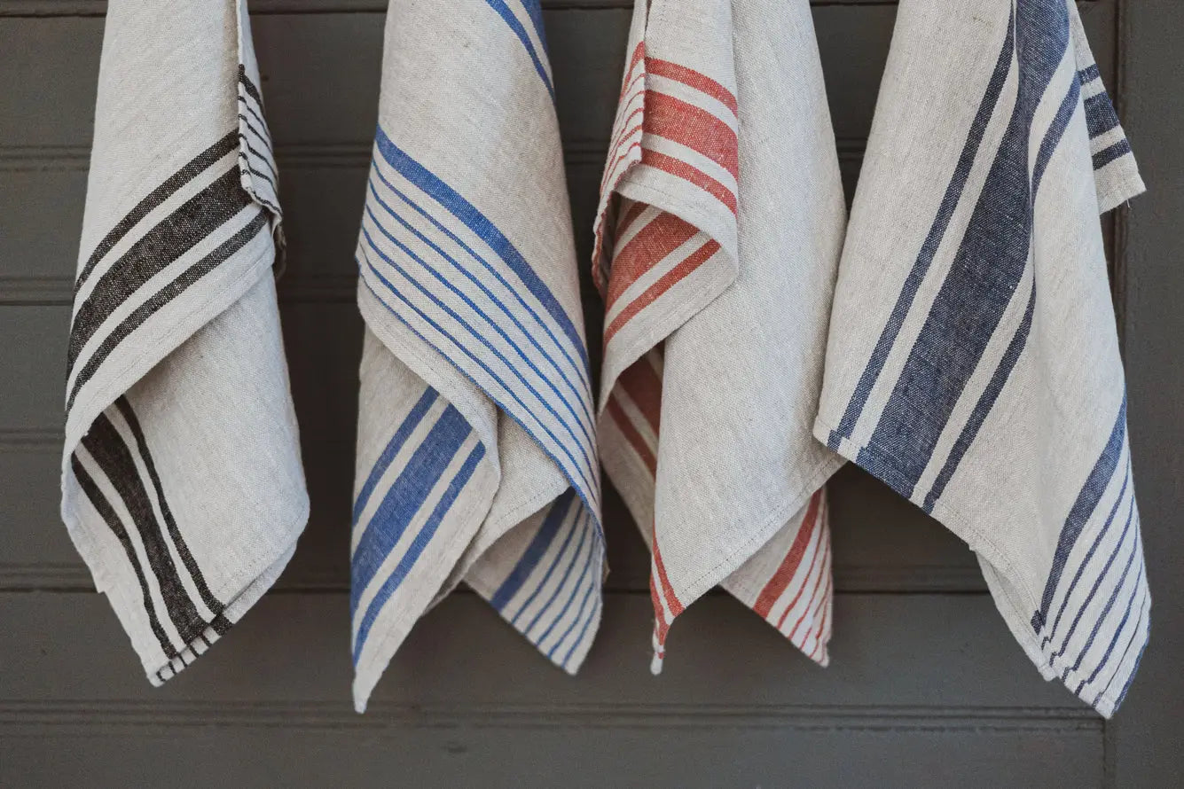 Linen Kitchen Towels – Pack of 4 Tea Towels in Assorted Stripe Colors Epic Linen