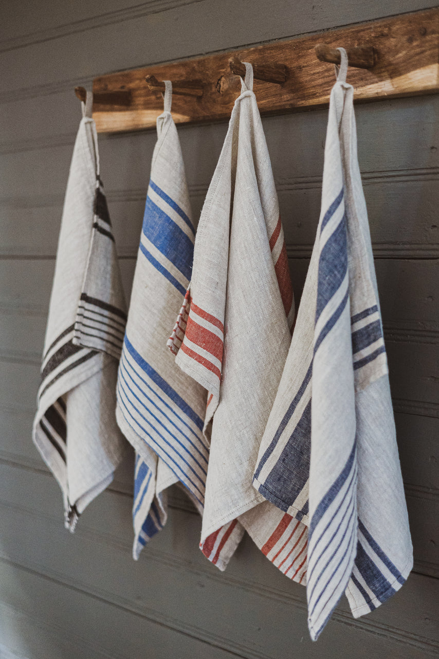 Linen Kitchen Towels – Pack of 4 Tea Towels in Assorted Stripe Colors Epic Linen