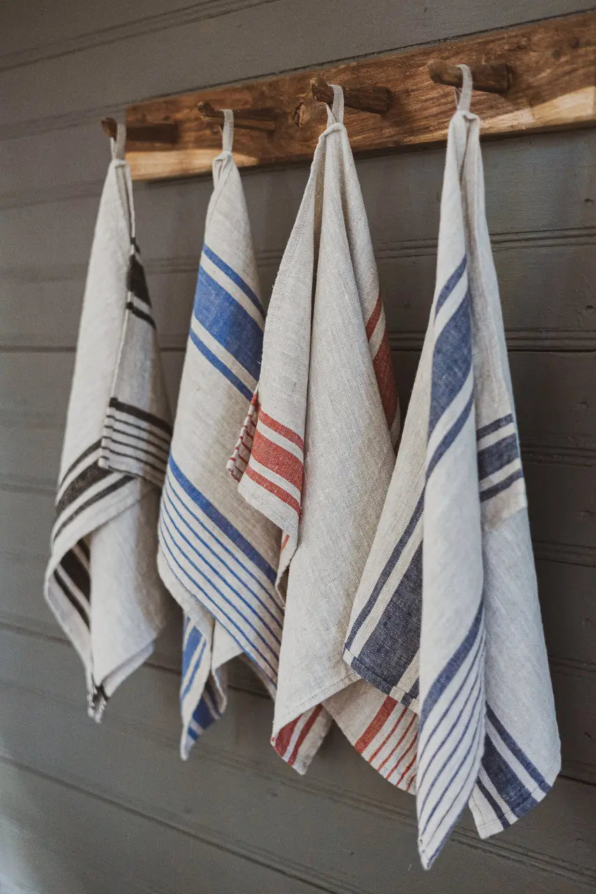 Linen Kitchen Towels – Pack of 4 Tea Towels in Assorted Stripe Colors Epic Linen