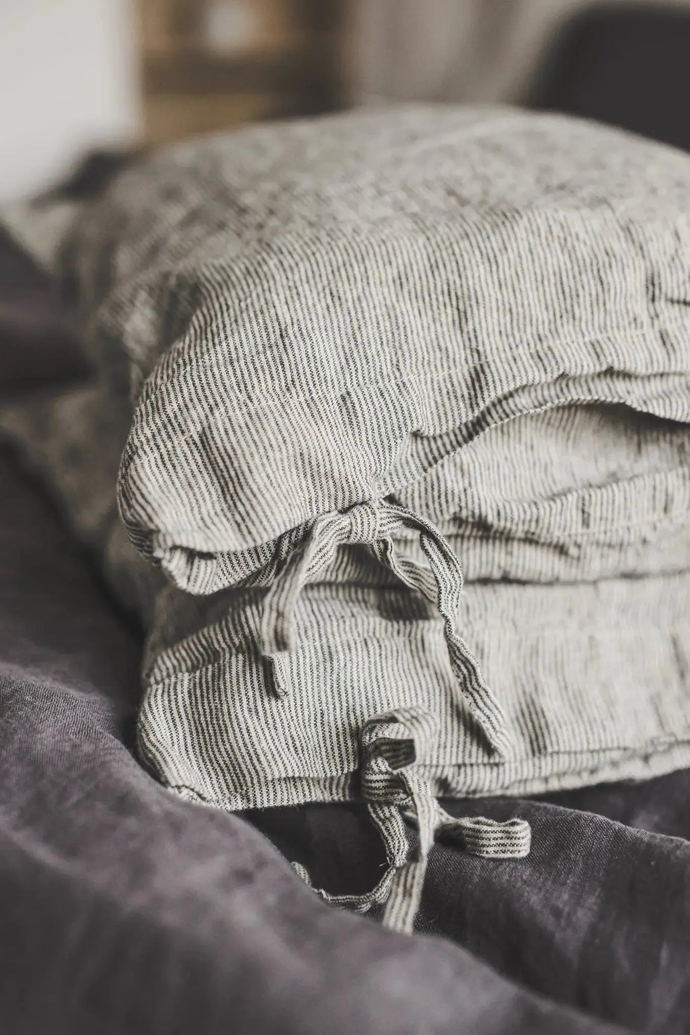 Natural Linen Cushion Cover with Ties Epic Linen