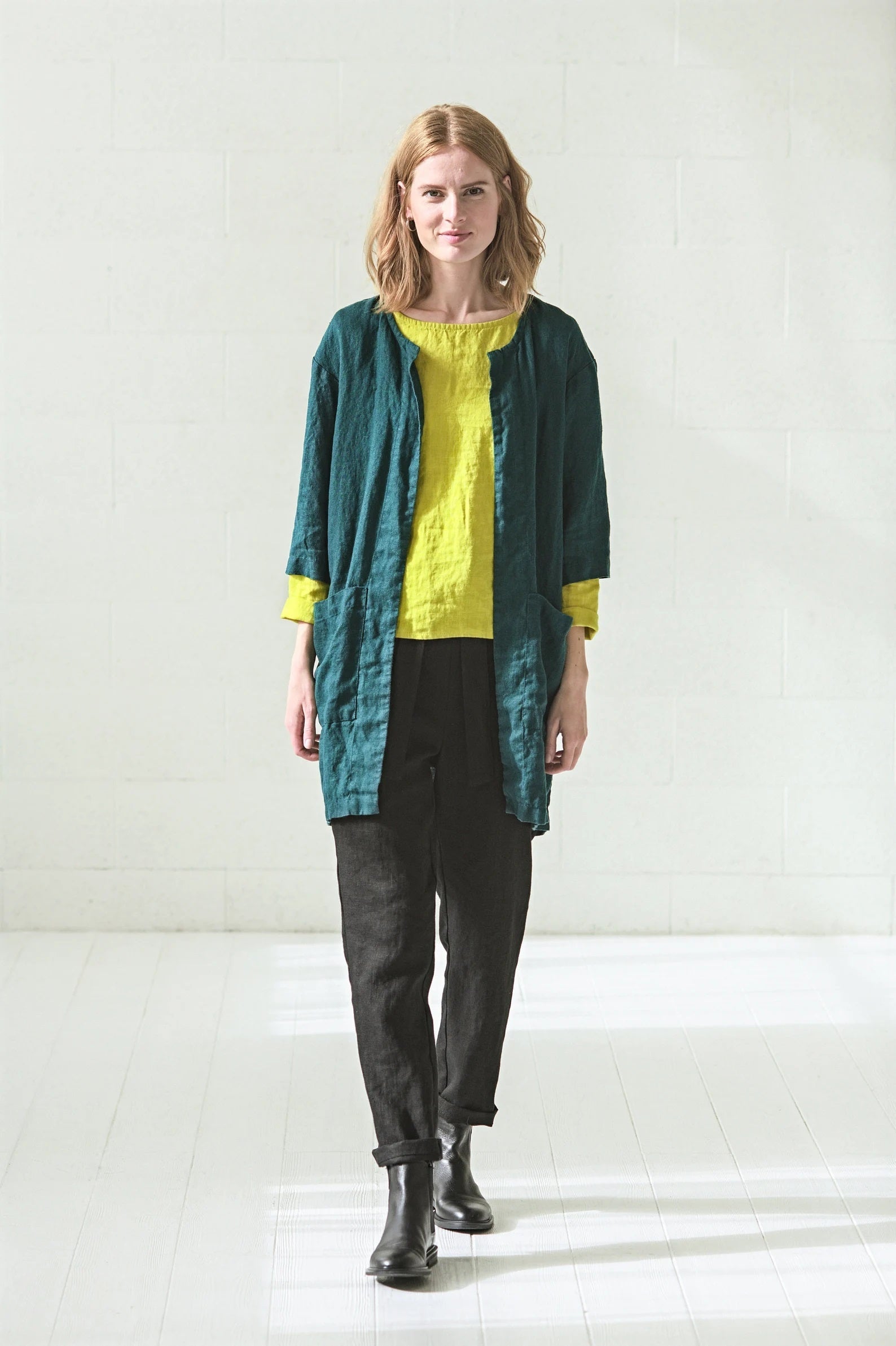 Linen Cardigan Jacket with Wide Belt and Pockets Epic Linen