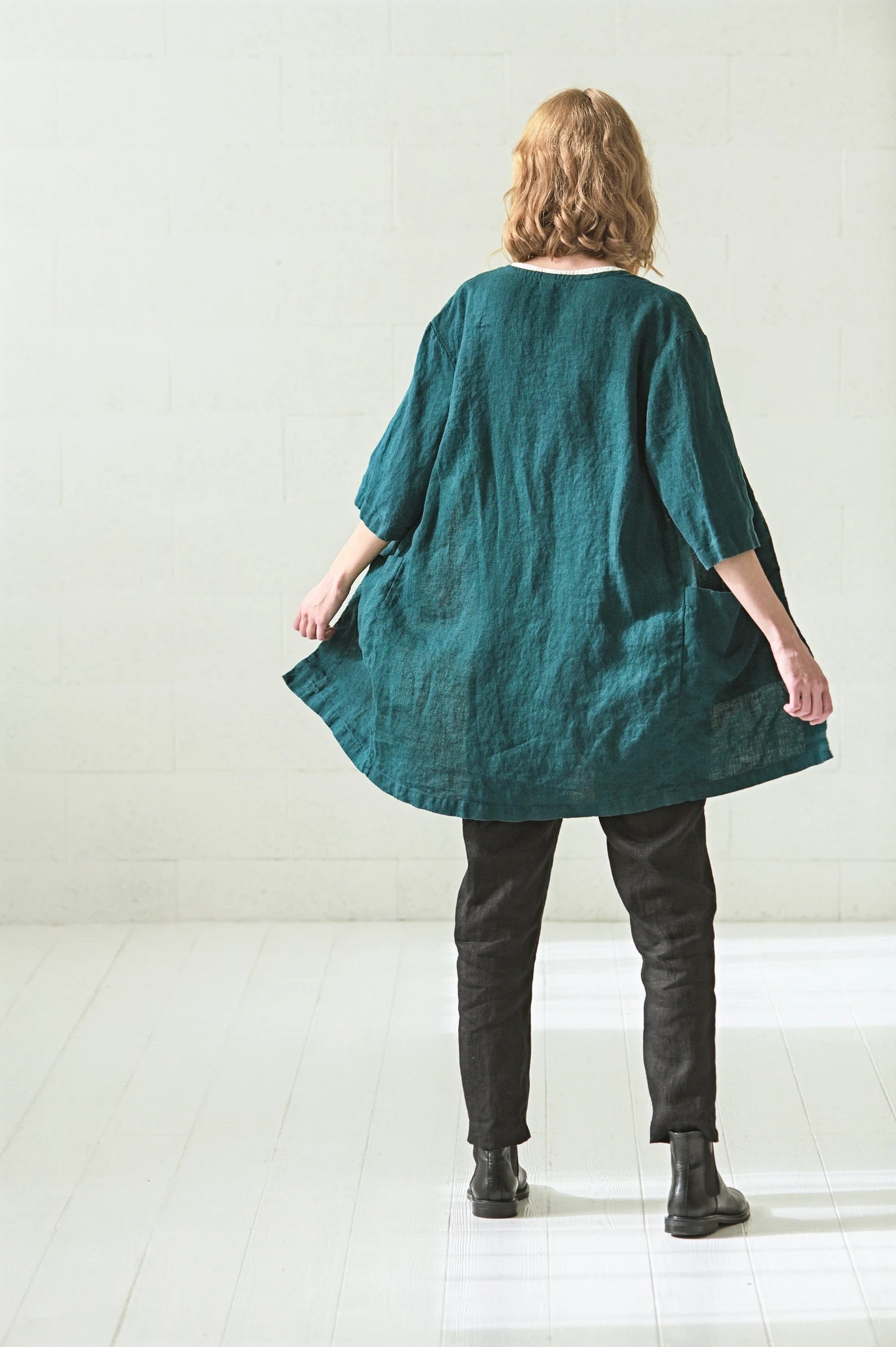 Linen Cardigan Jacket with Wide Belt and Pockets Epic Linen