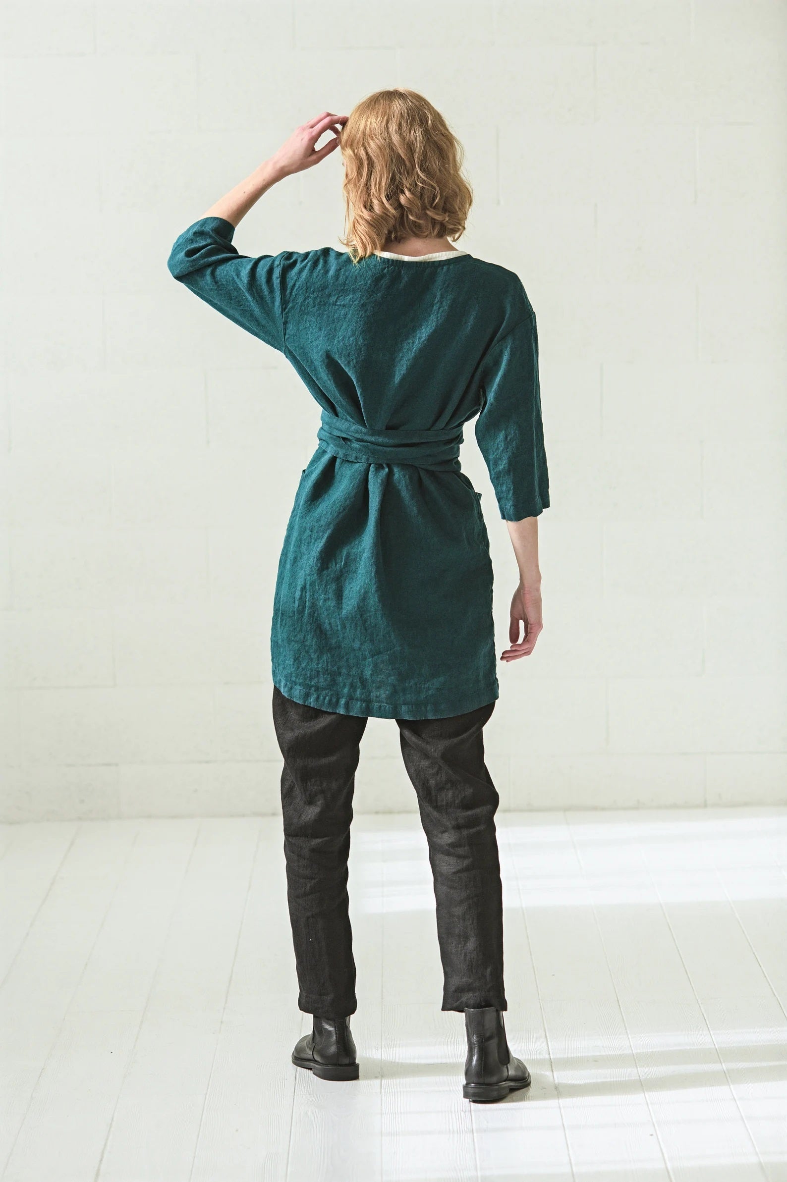 Linen Cardigan Jacket with Wide Belt and Pockets Epic Linen