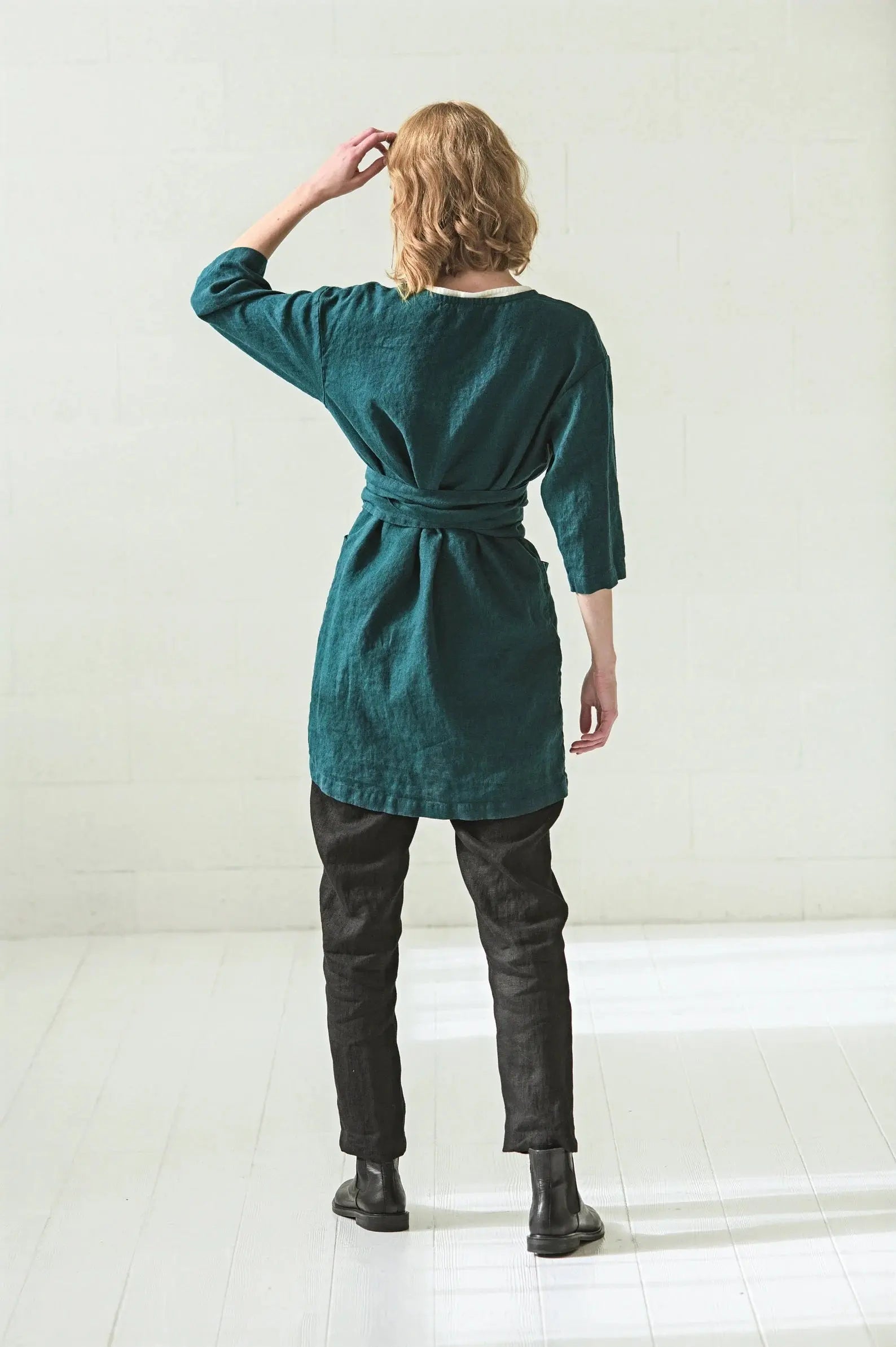 Linen Cardigan Jacket with Wide Belt and Pockets Epic Linen