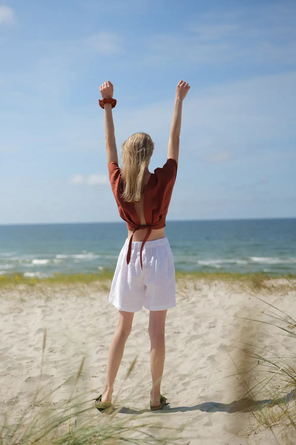 Heavy Linen Summer Shorts Iris Epic Linen