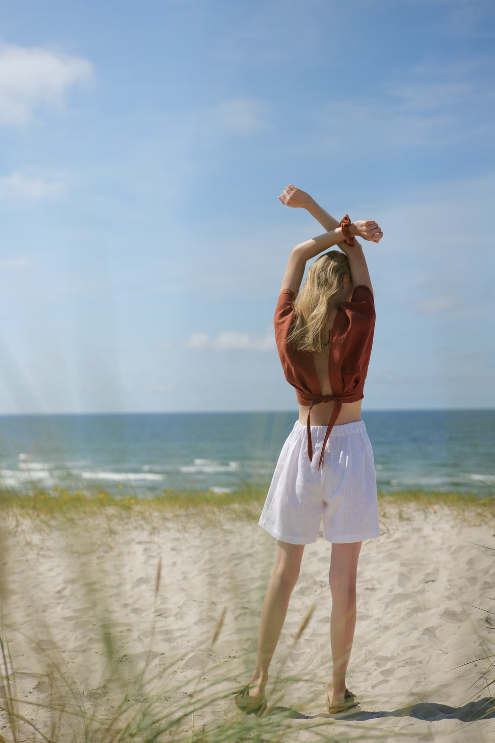 Heavy Linen Summer Shorts Iris Epic Linen