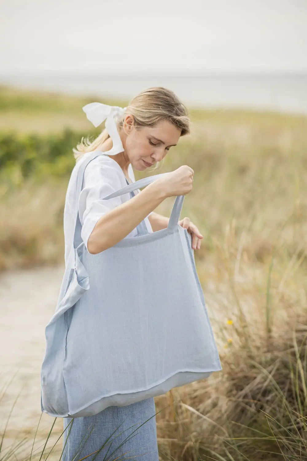 Pure Linen Beach Tote Bag