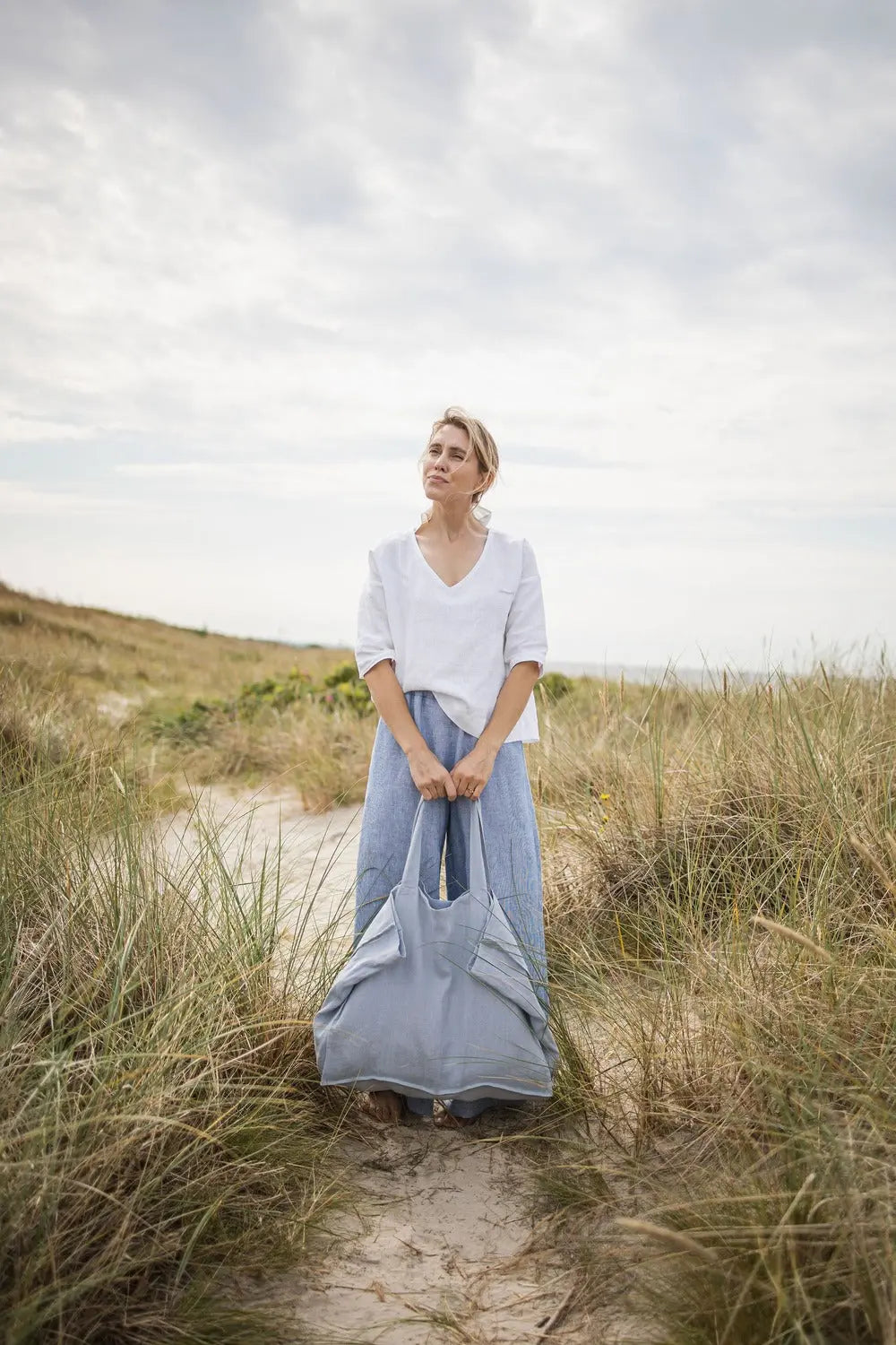 Pure Linen Beach Tote Bag