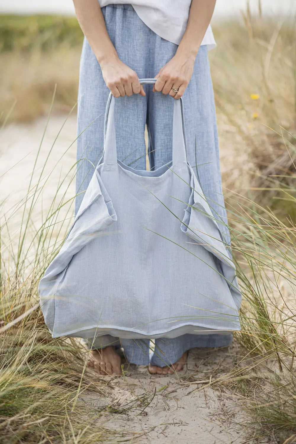 Pure Linen Beach Tote Bag