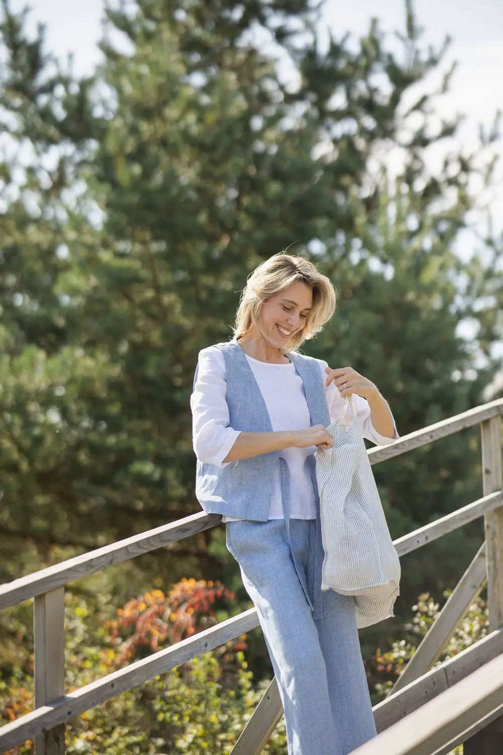 Pure Linen Beach Tote Bag