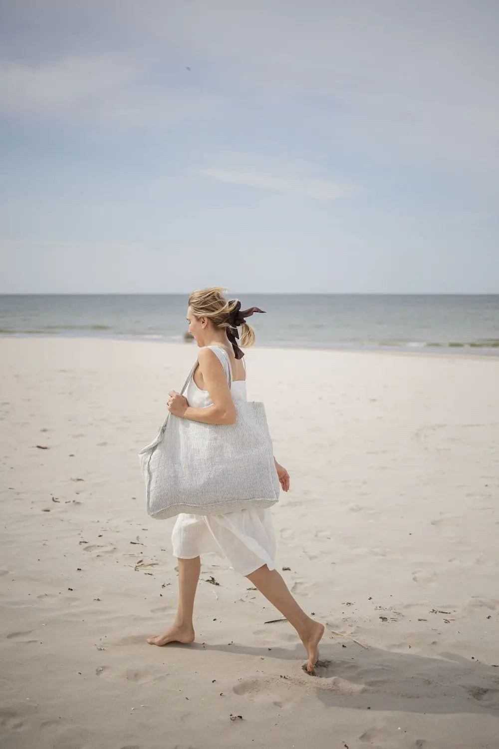 Pure Linen Beach Tote Bag