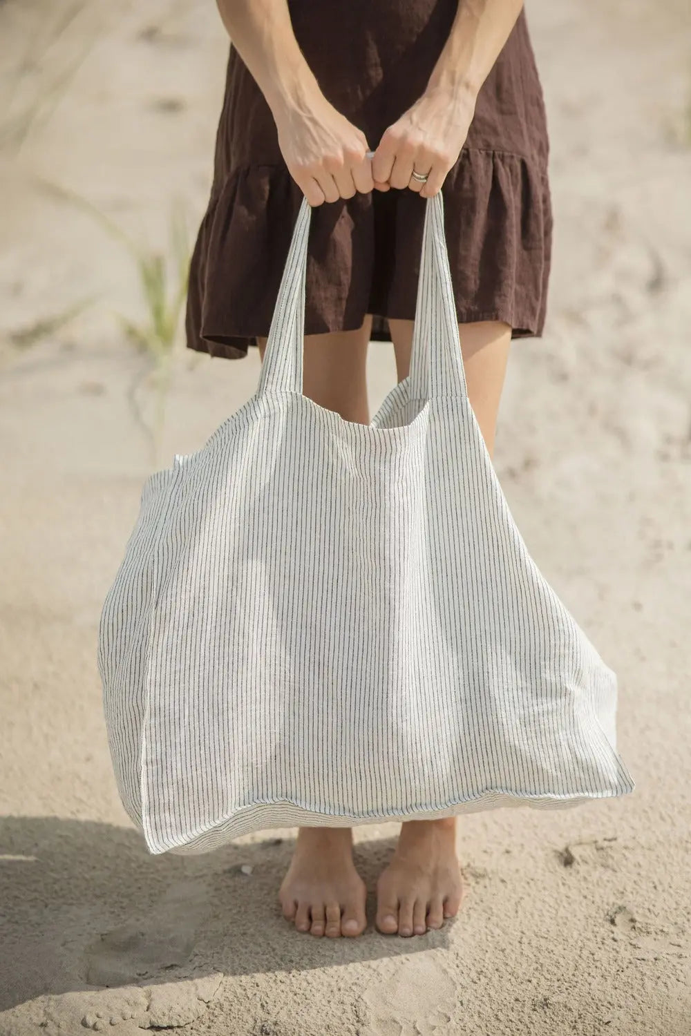 Pure Linen Beach Tote Bag
