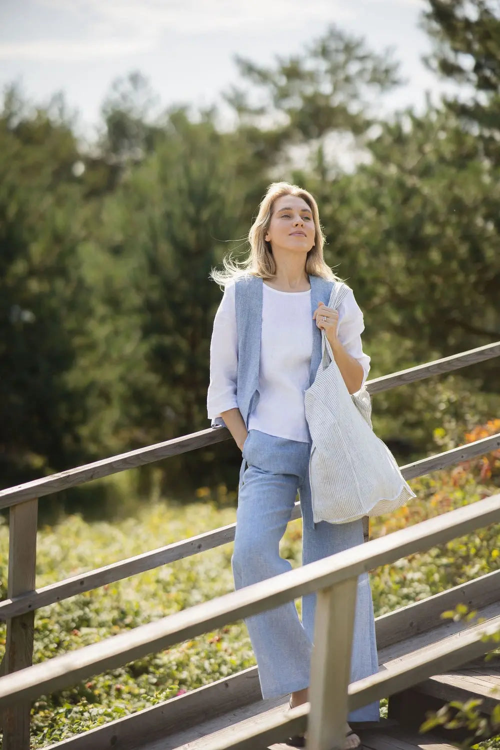 Pure Linen Beach Tote Bag