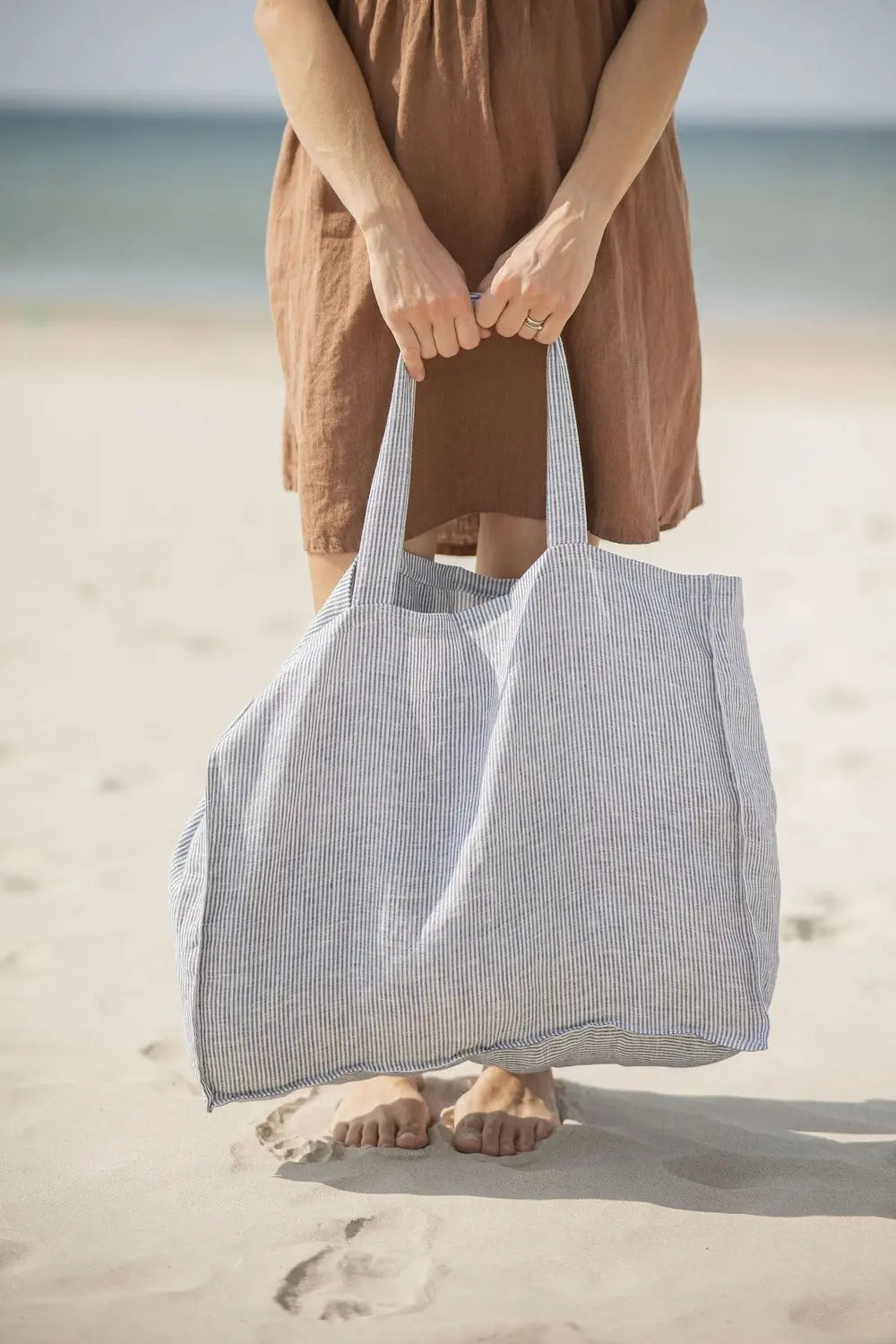Pure Linen Beach Tote Bag