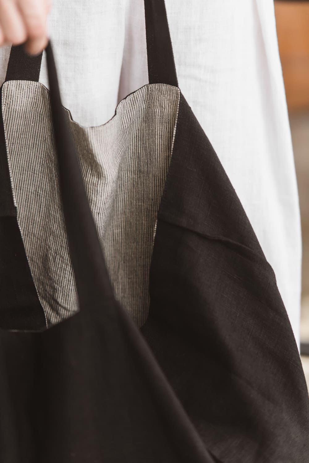 Linen Tote Bag – Dual Reversible Day & Night Carryall